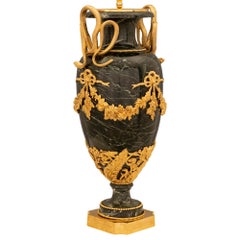 French 19th Century Louis XVI St. Vert De Patricia Marble And Ormolu Lamp