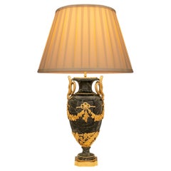 Lampe aus Marmor und Goldbronze, Louis XVI, St. Vert De Patricia, 19. Jahrhundert