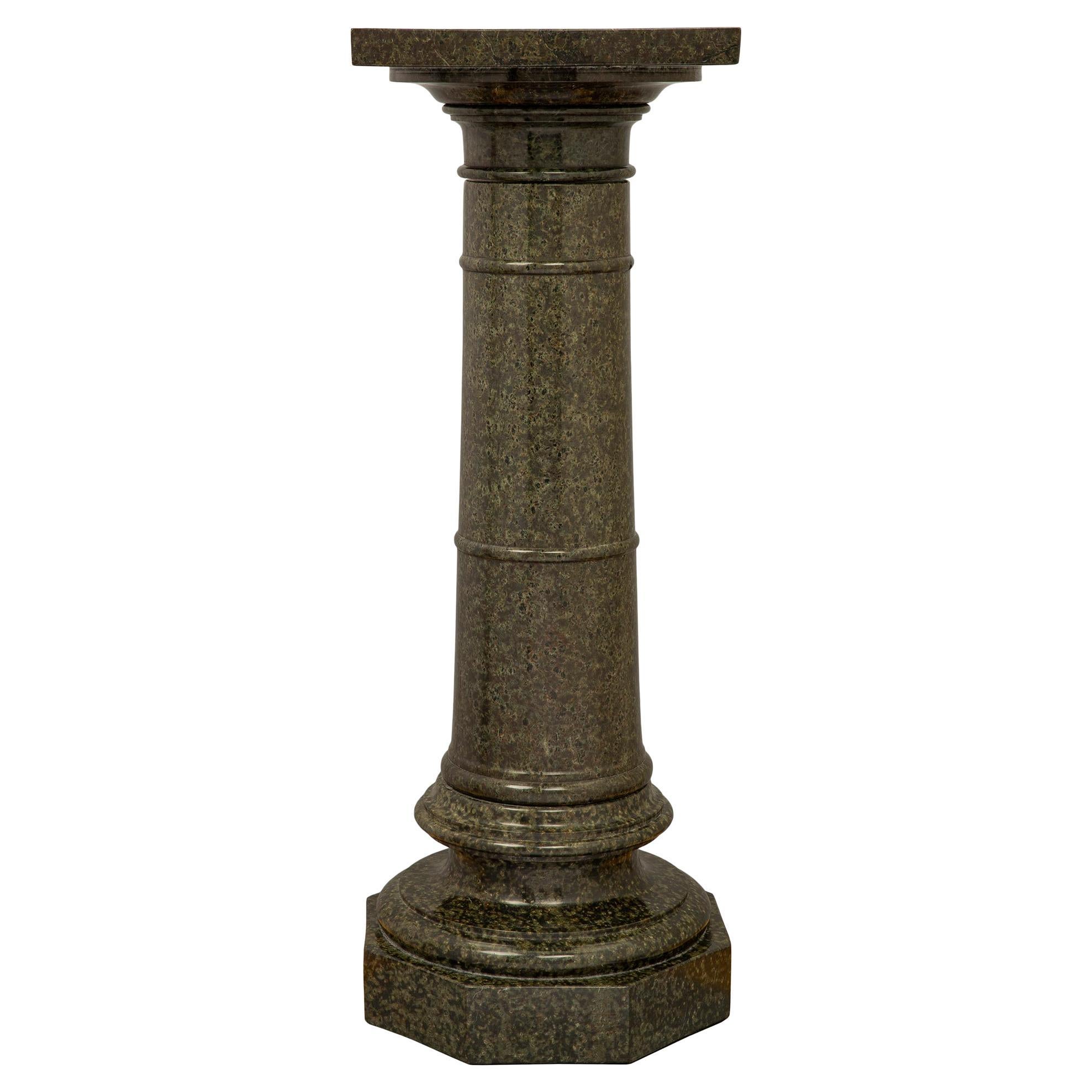 French 19th Century Louis XVI St. Vert De Patricia Marble Pedestal Column For Sale