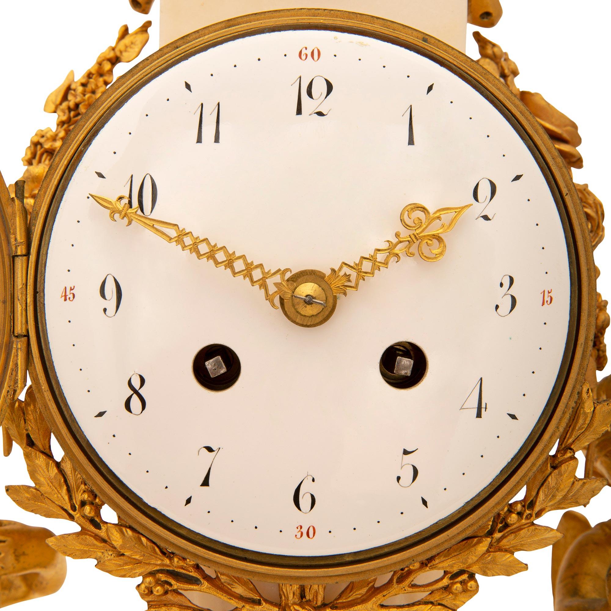 French 19th Century Louis XVI St. White Carrara Marble Clock For Sale 3