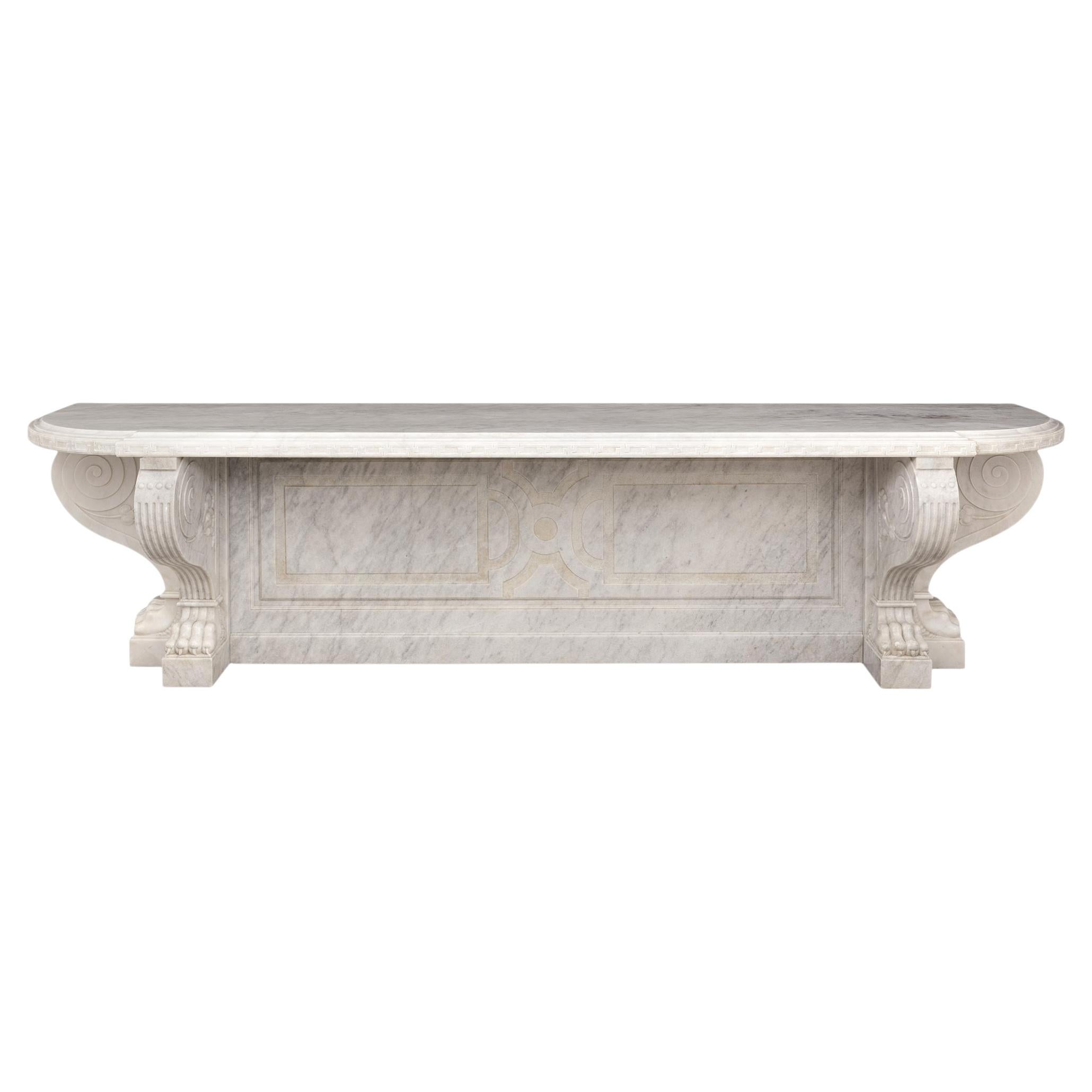 French 19th century Louis XVI st. white Carrara marble console