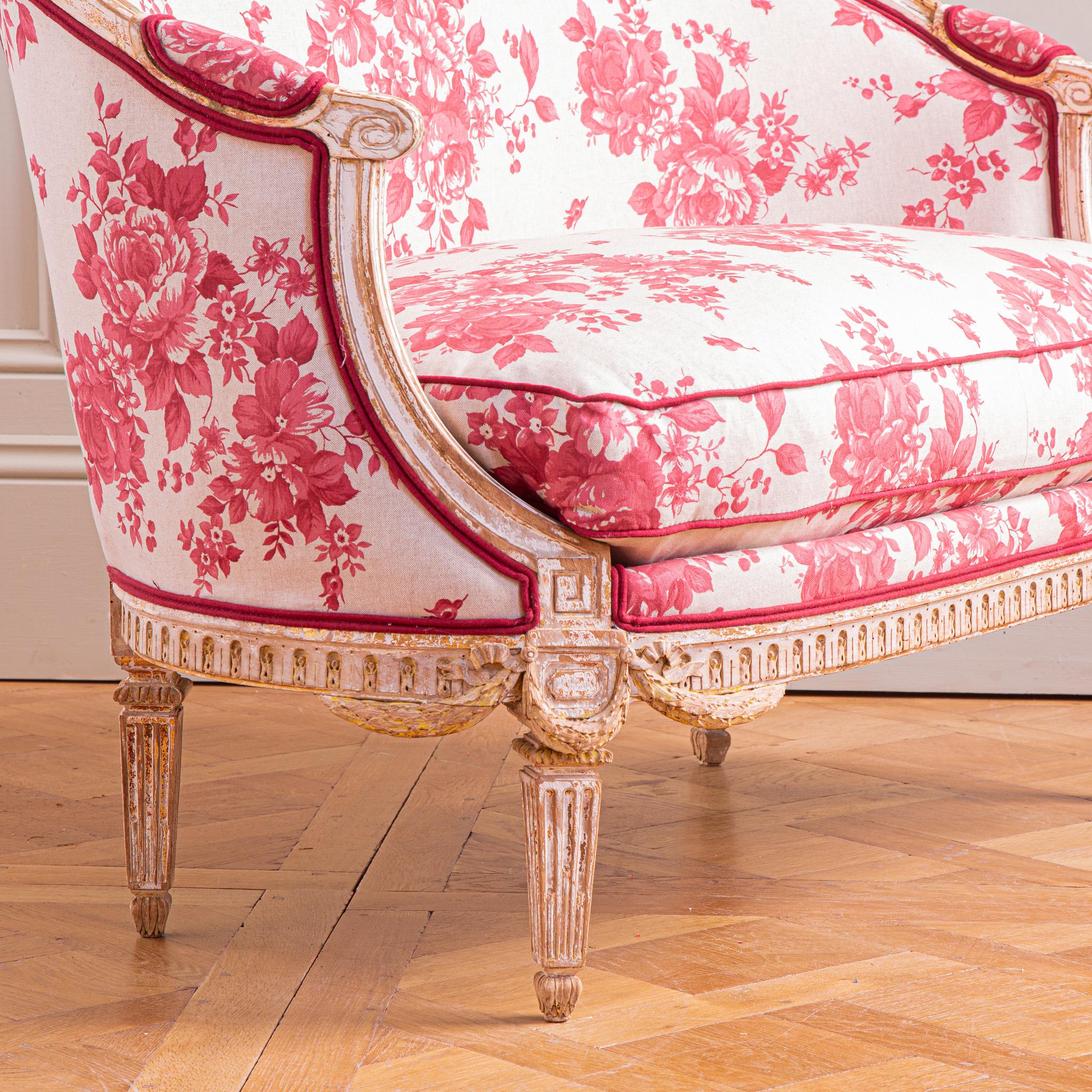 Französisch 19. Jahrhundert Louis XVI Stil 2 Sitz geschwungenen Sofa im Angebot 5