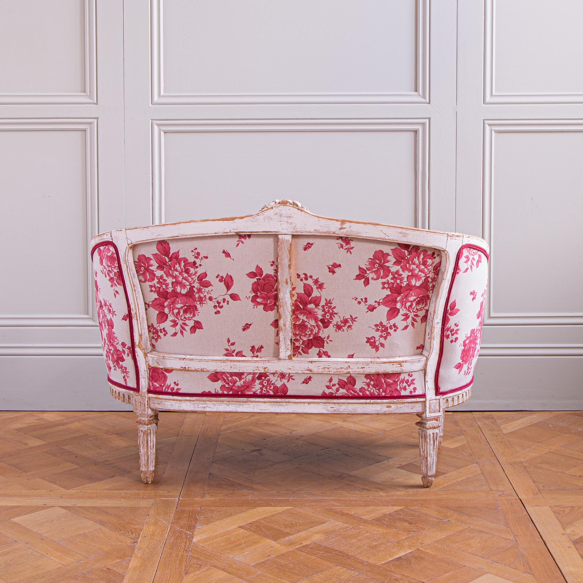 Französisch 19. Jahrhundert Louis XVI Stil 2 Sitz geschwungenen Sofa im Angebot 3