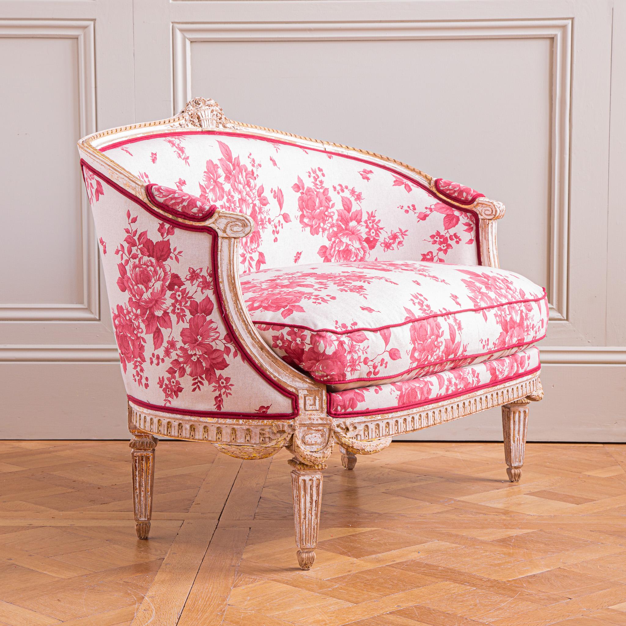 Französisch 19. Jahrhundert Louis XVI Stil 2 Sitz geschwungenen Sofa im Angebot 4