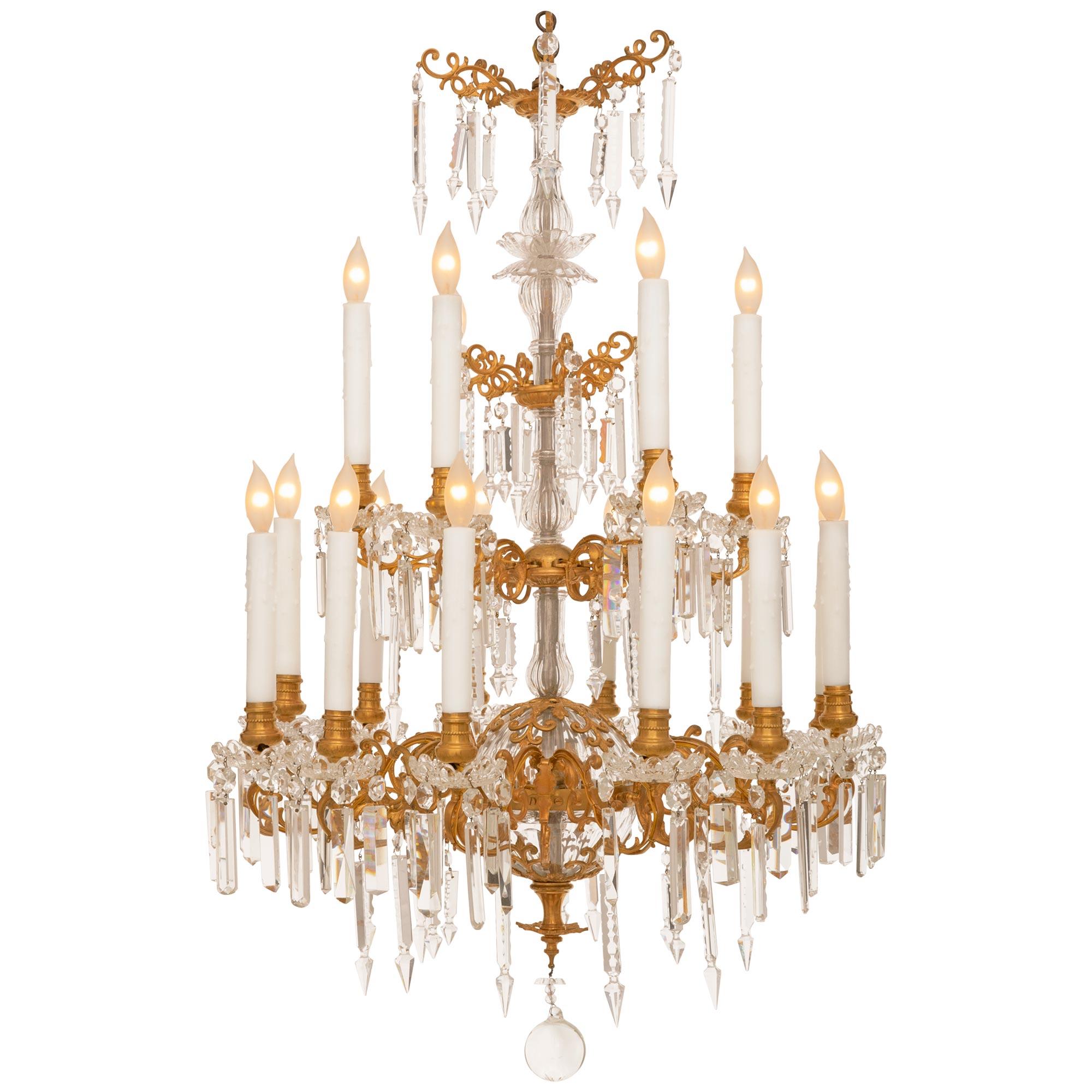 French 19th Century Louis XVI Style Baccarat Crystal and Ormolu Chandelier In Good Condition For Sale In West Palm Beach, FL