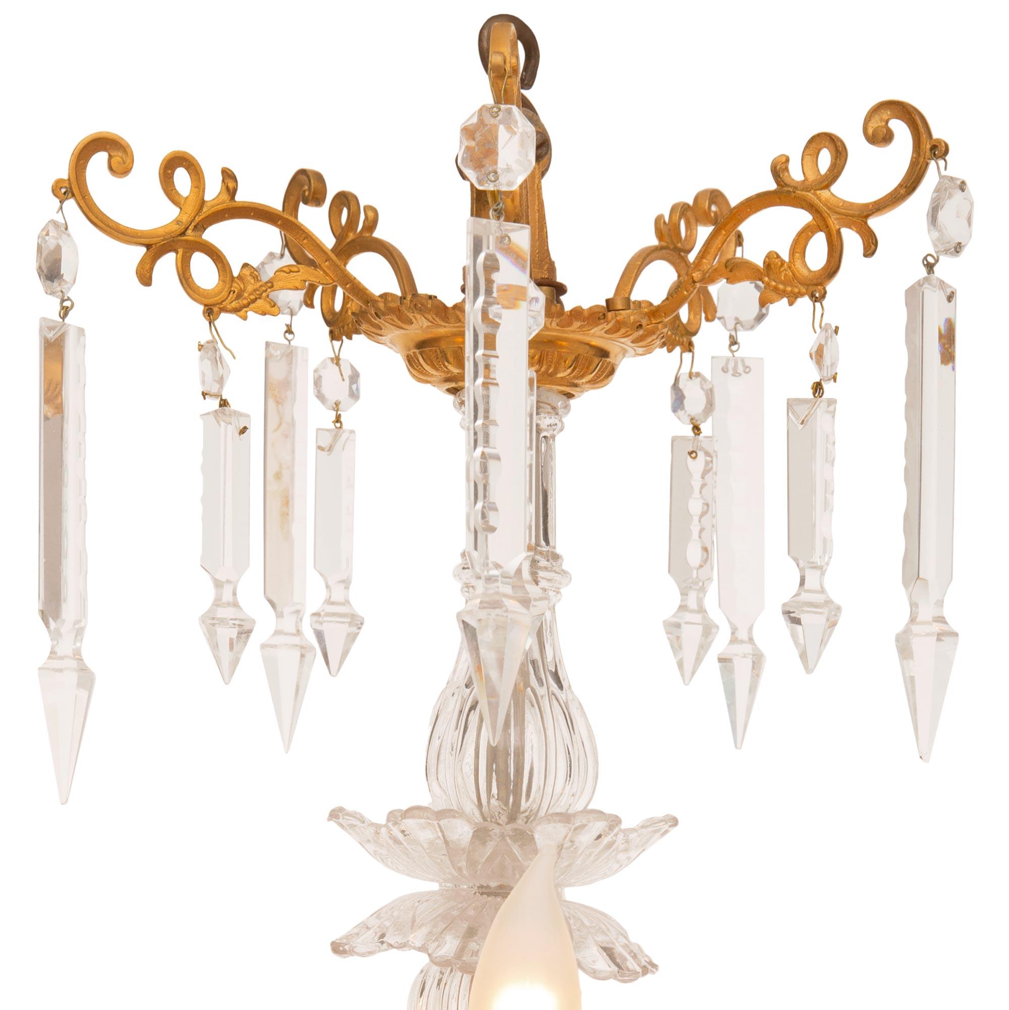 French 19th Century Louis XVI Style Baccarat Crystal and Ormolu Chandelier For Sale 1