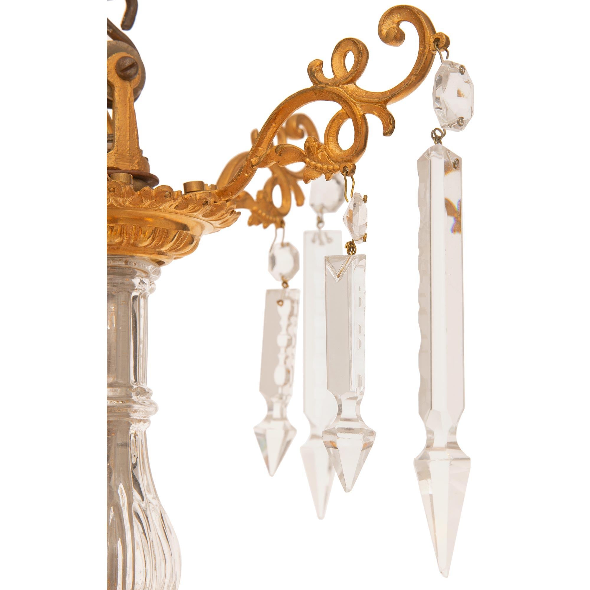 French 19th Century Louis XVI Style Baccarat Crystal and Ormolu Chandelier For Sale 2