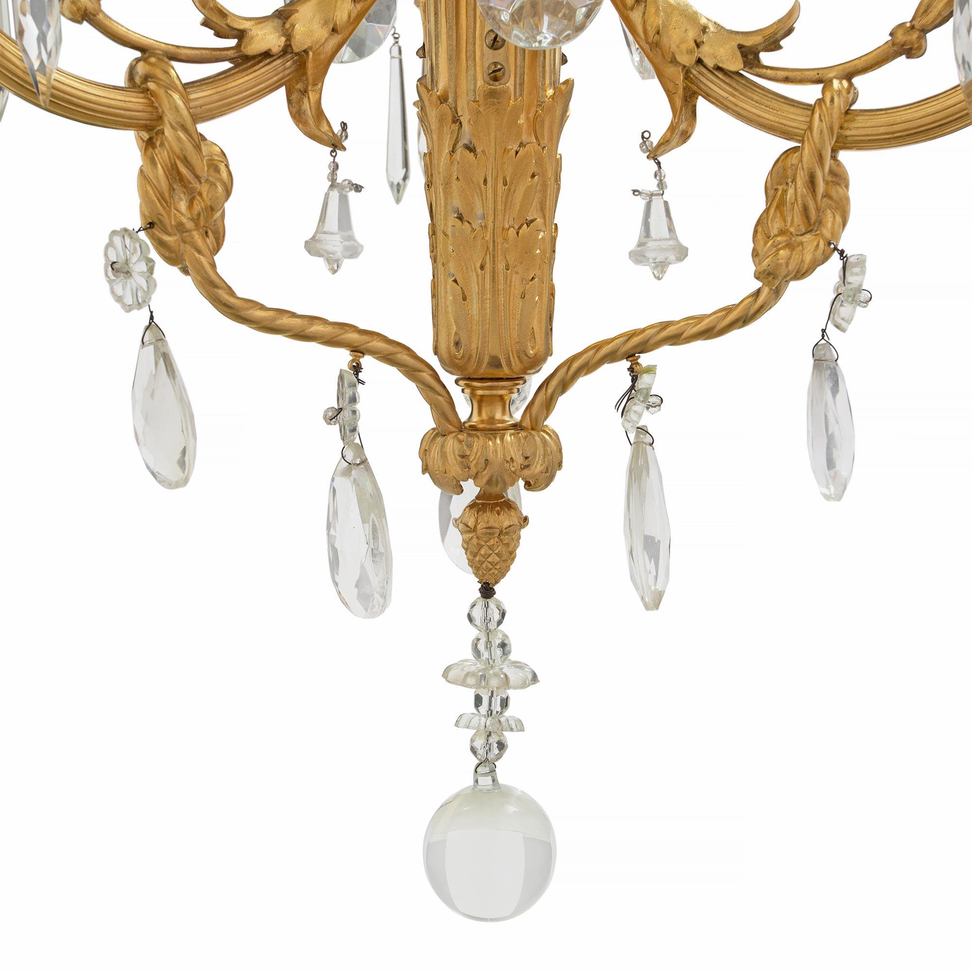 French 19th Century Louis XVI Style Baccarat Crystal and Ormolu Chandelier For Sale 3