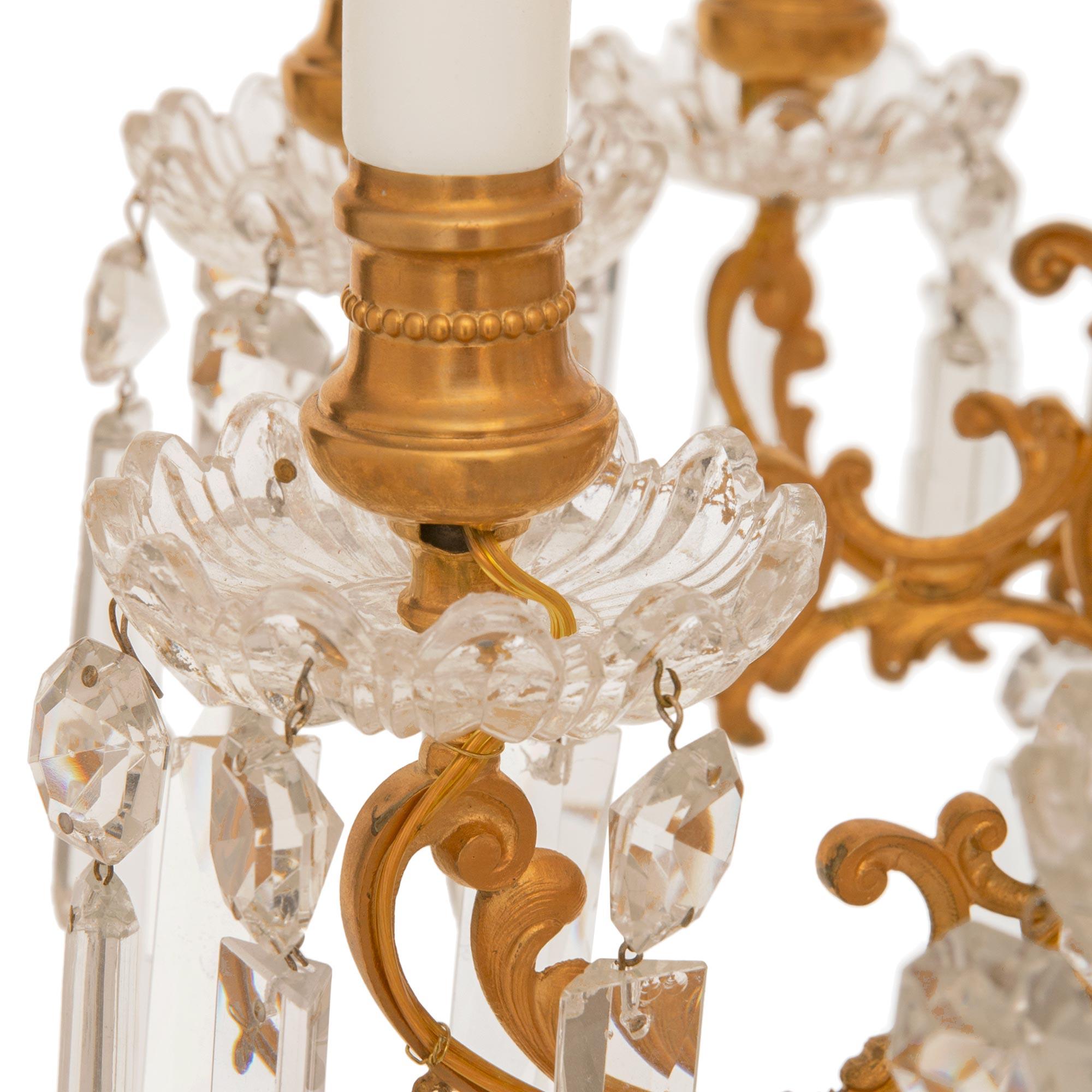 French 19th Century Louis XVI Style Baccarat Crystal and Ormolu Chandelier For Sale 5