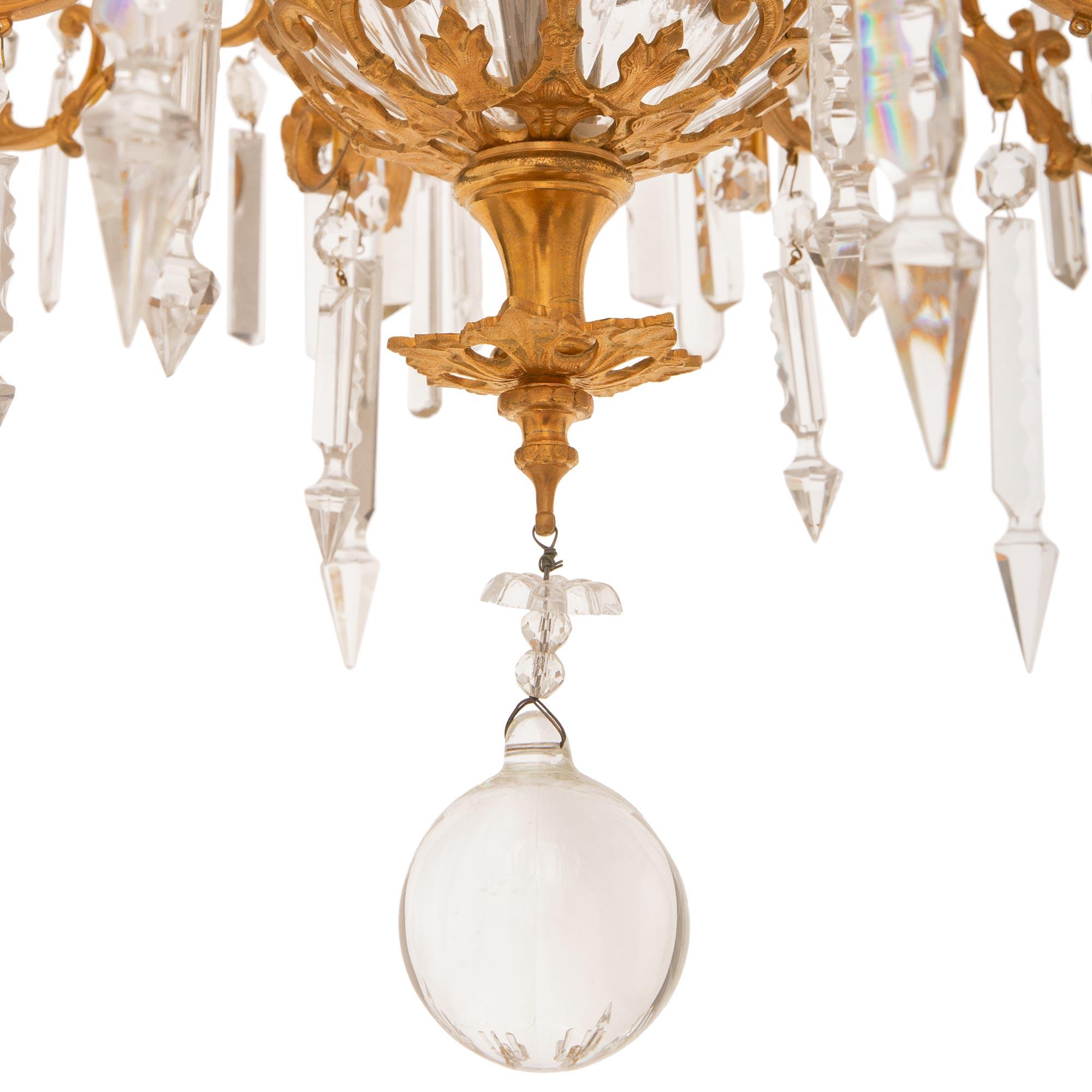 French 19th Century Louis XVI Style Baccarat Crystal and Ormolu Chandelier For Sale 6