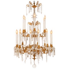 Antique French 19th Century Louis XVI Style Baccarat Crystal and Ormolu Chandelier