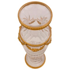 French 19th Century Louis XVI Style Baccarat Crystal and Ormolu Vase