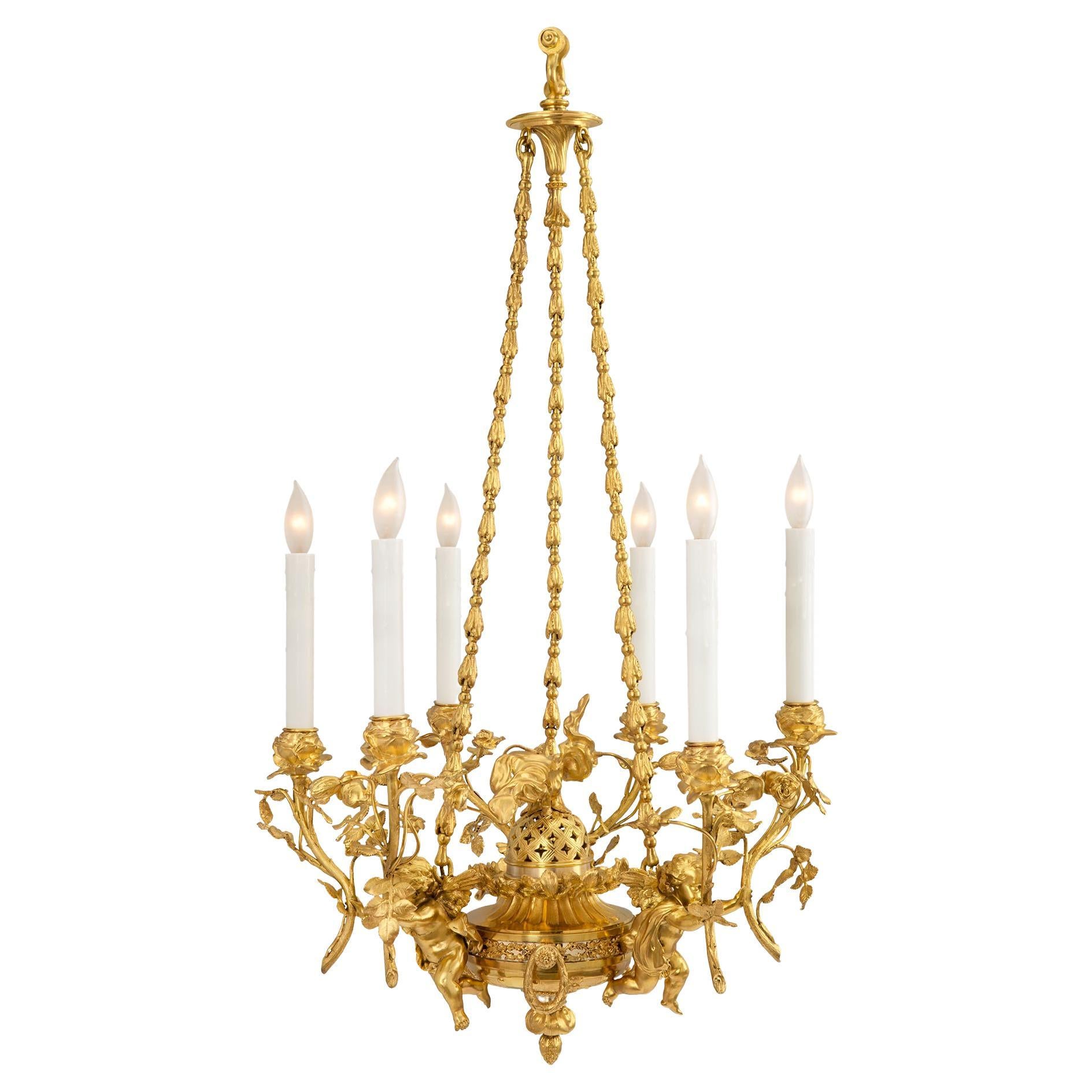 French 19th Century Louis XVI Style Belle Époque Chandelier Attributed to Dasson For Sale