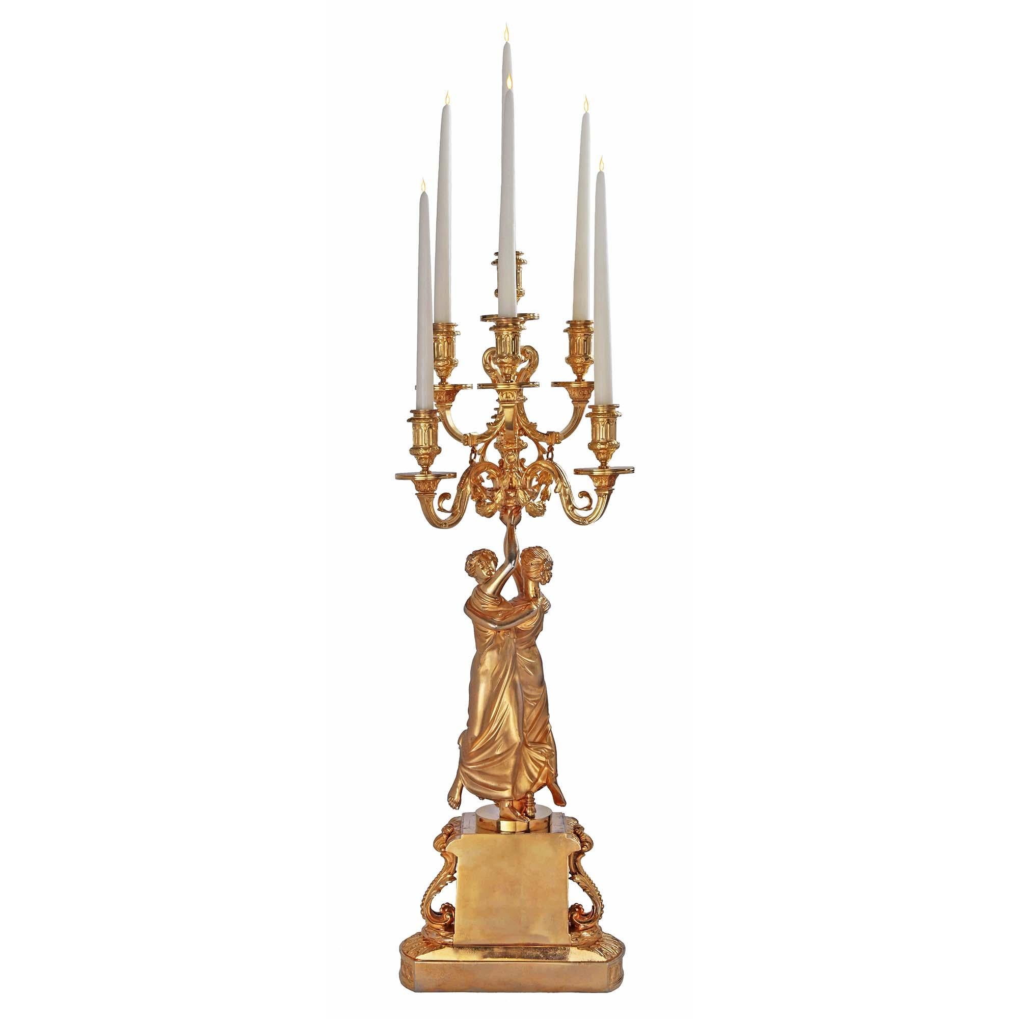 French 19th Century Louis XVI Style Belle Époque Period Candelabras In Good Condition For Sale In West Palm Beach, FL