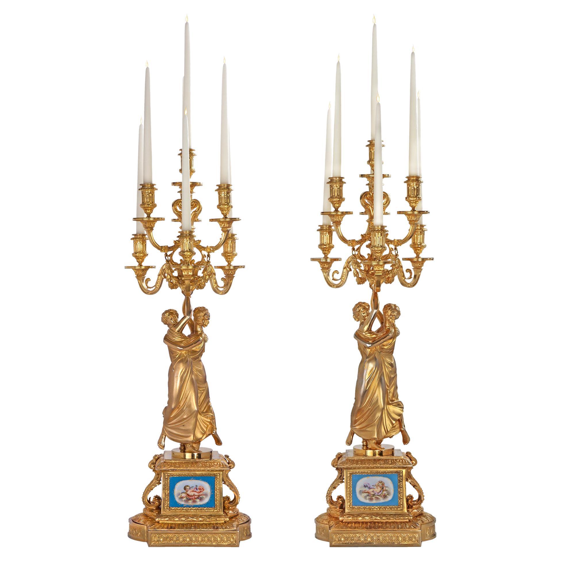 French 19th Century Louis XVI Style Belle Époque Period Candelabras For Sale