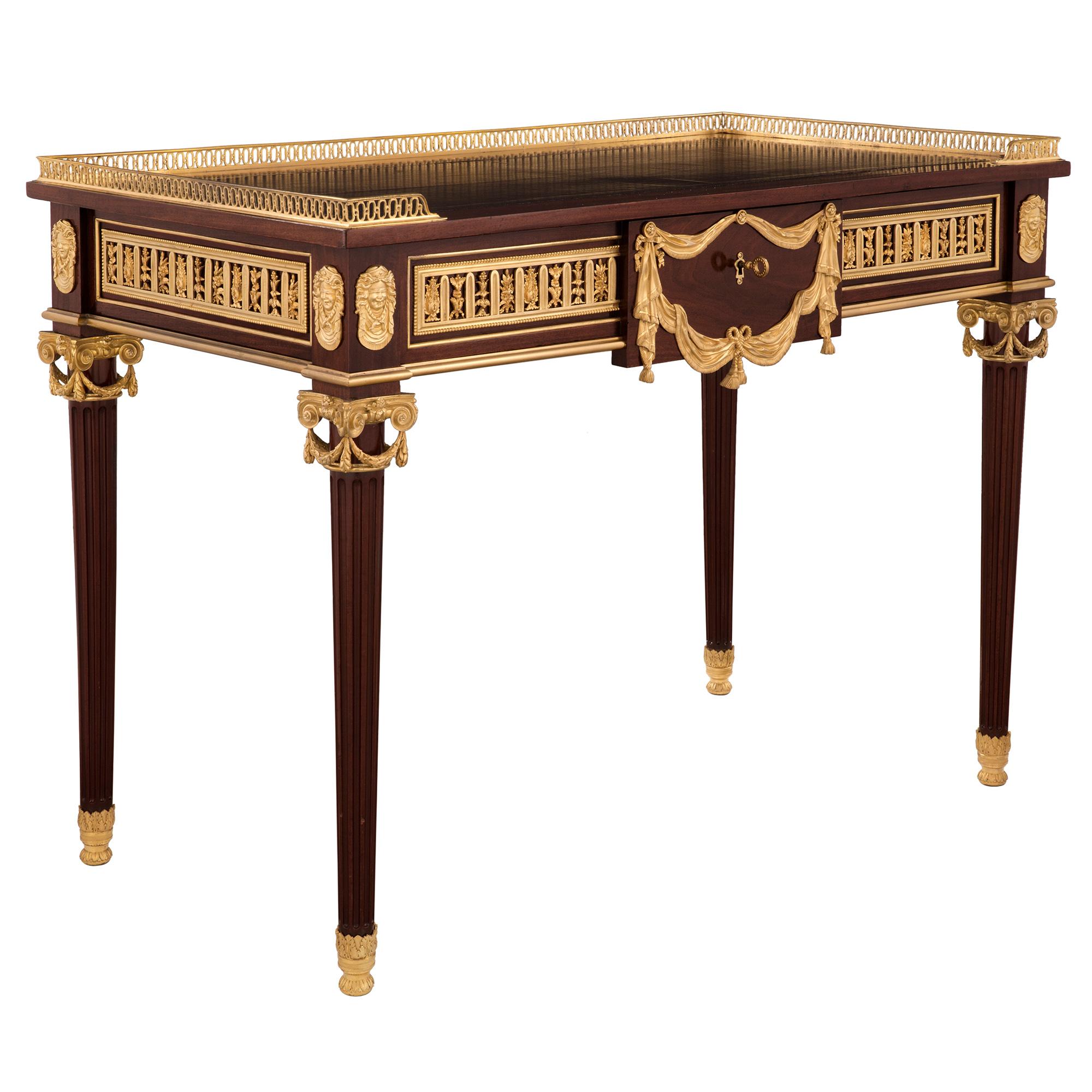 French 19th Century Louis XVI Style Belle Époque Period Desk In Good Condition For Sale In West Palm Beach, FL
