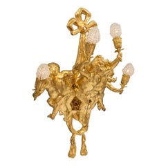 French 19th Century Louis XVI Style Belle Époque Period Four Arm Ormolu Sconce
