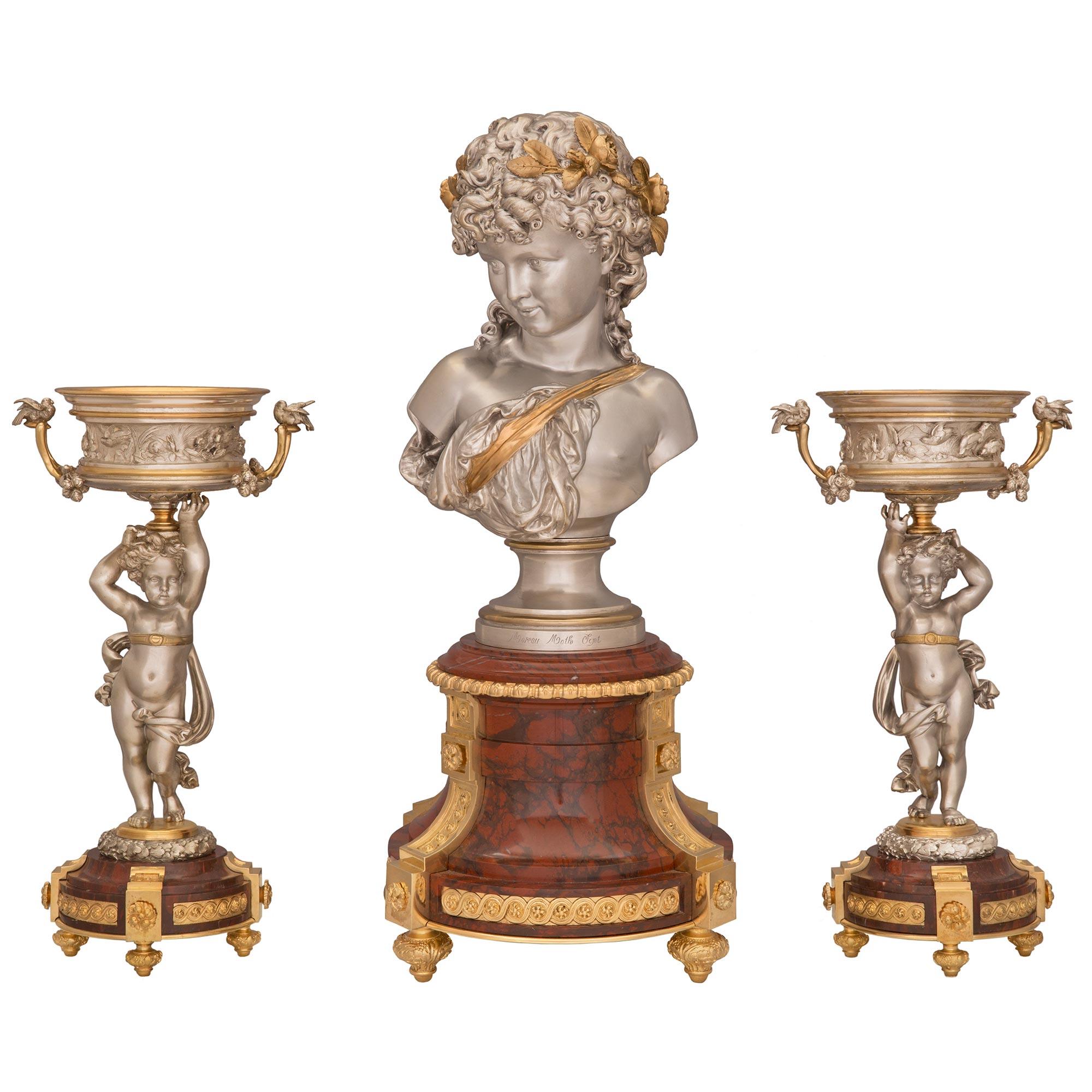 French 19th Century Louis XVI Style Belle Époque Period Garniture Set For Sale