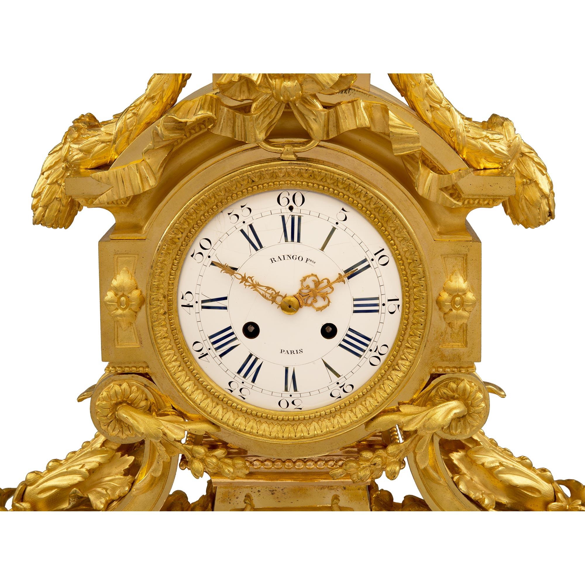 French 19th Century Louis XVI Style Belle Époque Period Ormolu Clock For Sale 3
