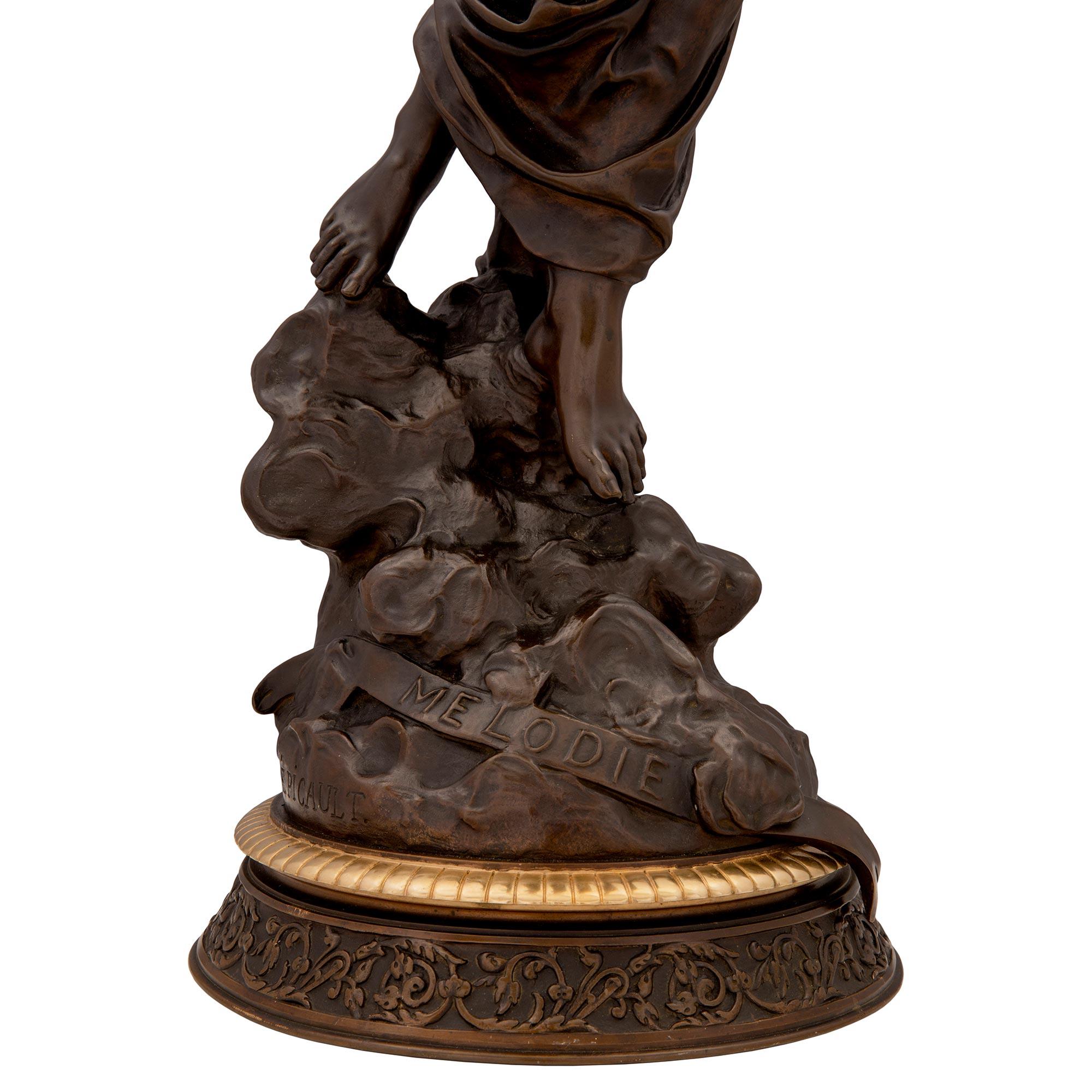 Bronze French 19th Century Louis XVI Style Belle Époque Period Statue of Melodie For Sale