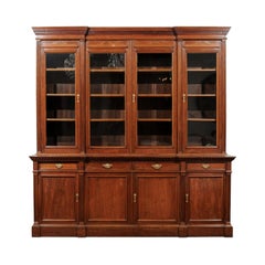 French 19th Century Louis XVI Style Blond Mahogany Bibliothèque with Glass Doors