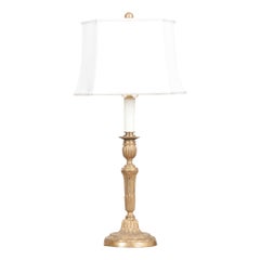 French 19th Century Louis XVI Style Brass Candlestick Lamp