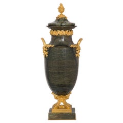 French 19th Century Louis XVI Style Breche Verte d'Egypte and Ormolu Urns