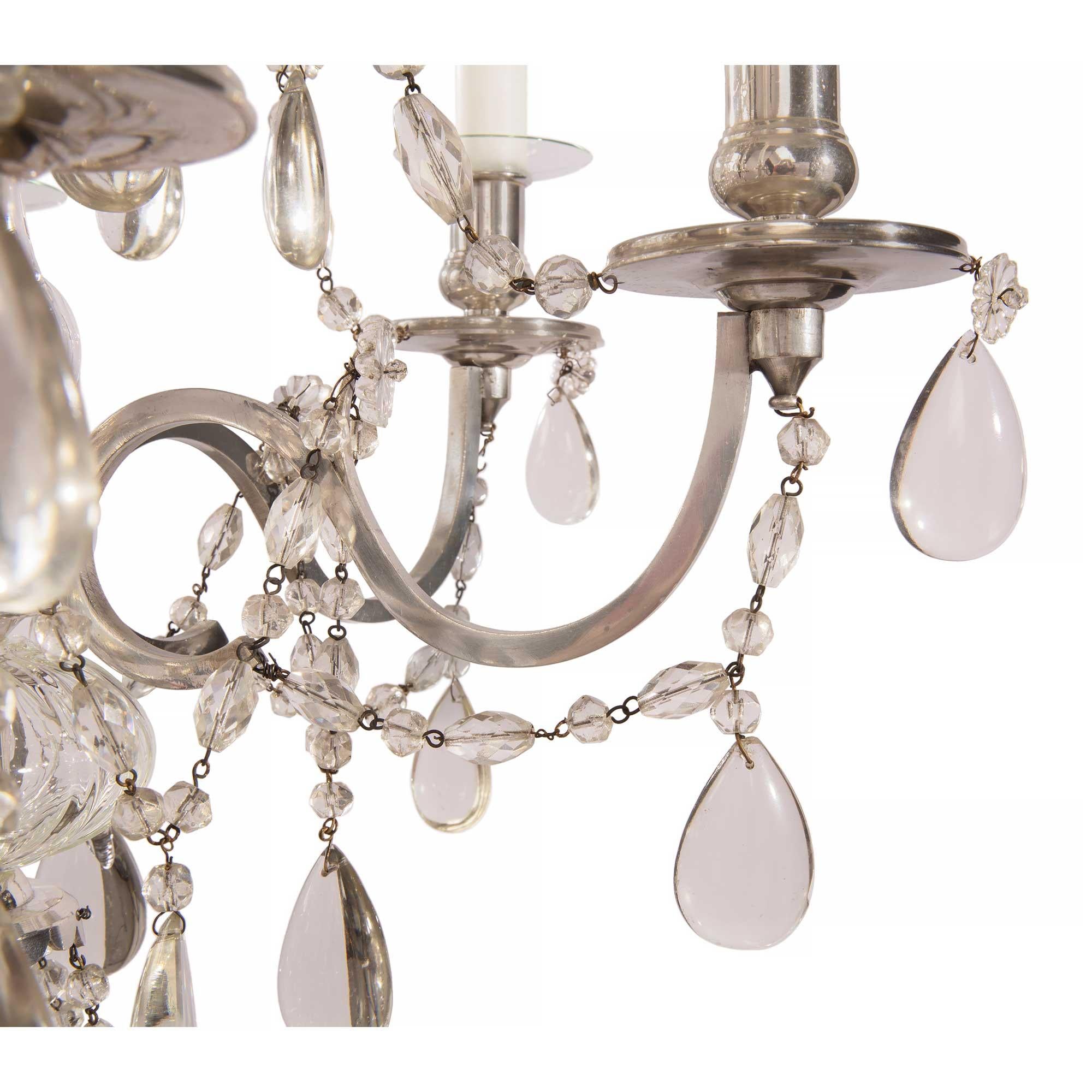 French 19th Century Louis XVI Style Bronze and Baccarat Crystal Chandelier In Good Condition For Sale In West Palm Beach, FL