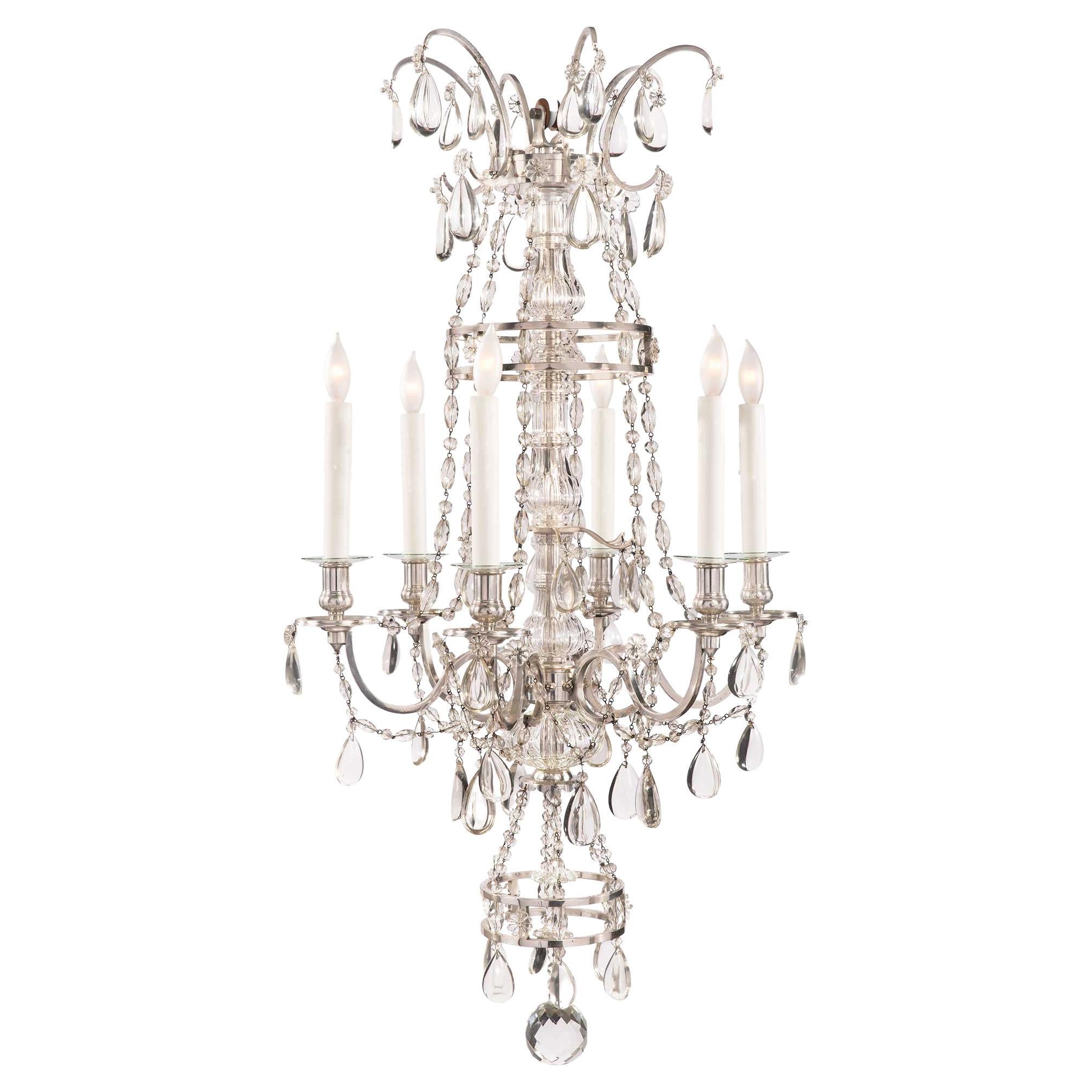 French 19th Century Louis XVI Style Bronze and Baccarat Crystal Chandelier