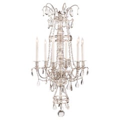 Antique French 19th Century Louis XVI Style Bronze and Baccarat Crystal Chandelier