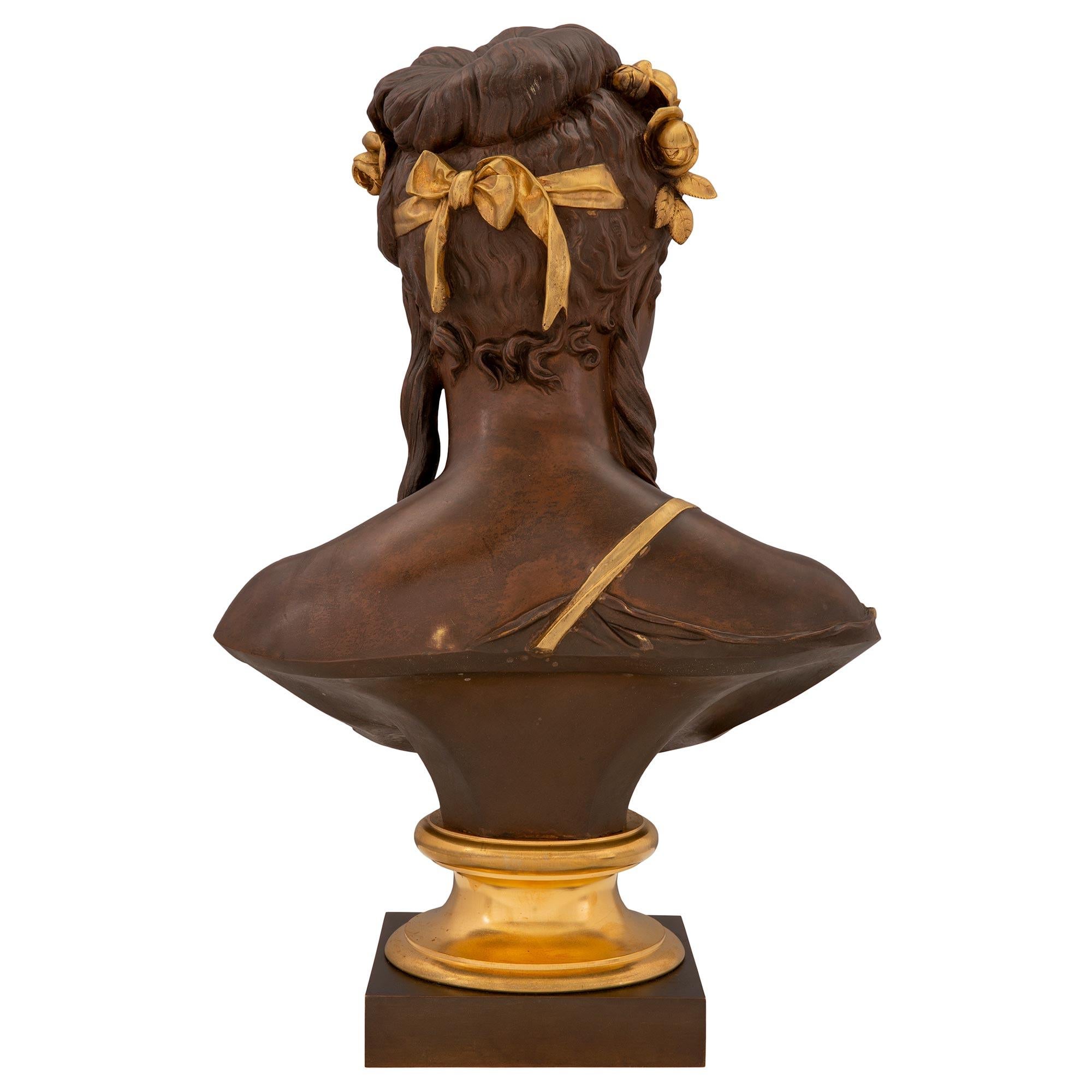 French 19th Century Louis XVI Style Bronze and Ormolu Bust, Signed H. Dumaice In Good Condition For Sale In West Palm Beach, FL