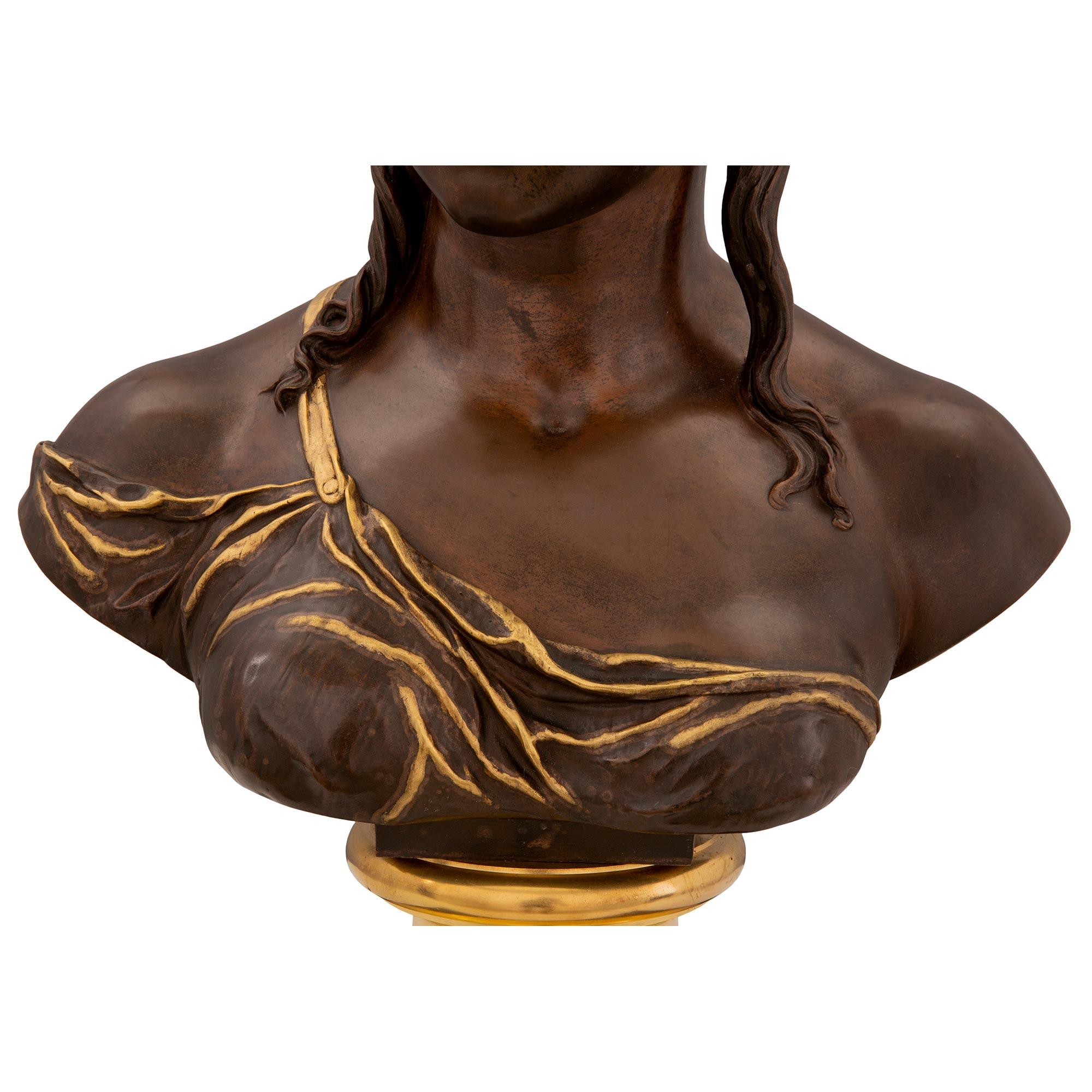 French 19th Century Louis XVI Style Bronze and Ormolu Bust, Signed H. Dumaice For Sale 2