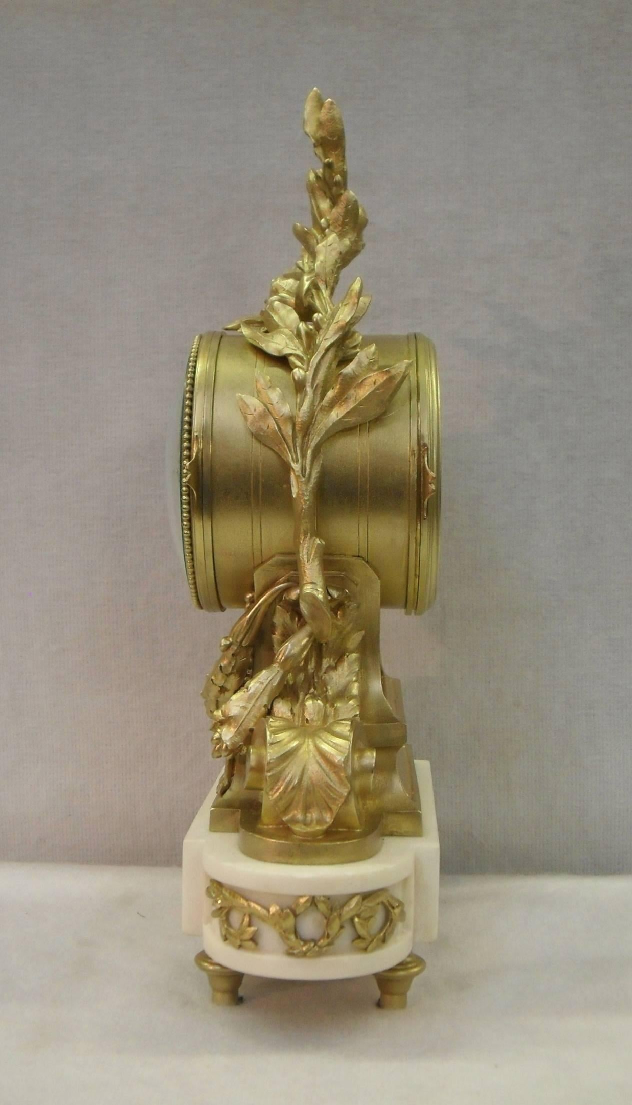 French 19th Century Louis XVI Style Bronze Gilt Mantel Clock 1