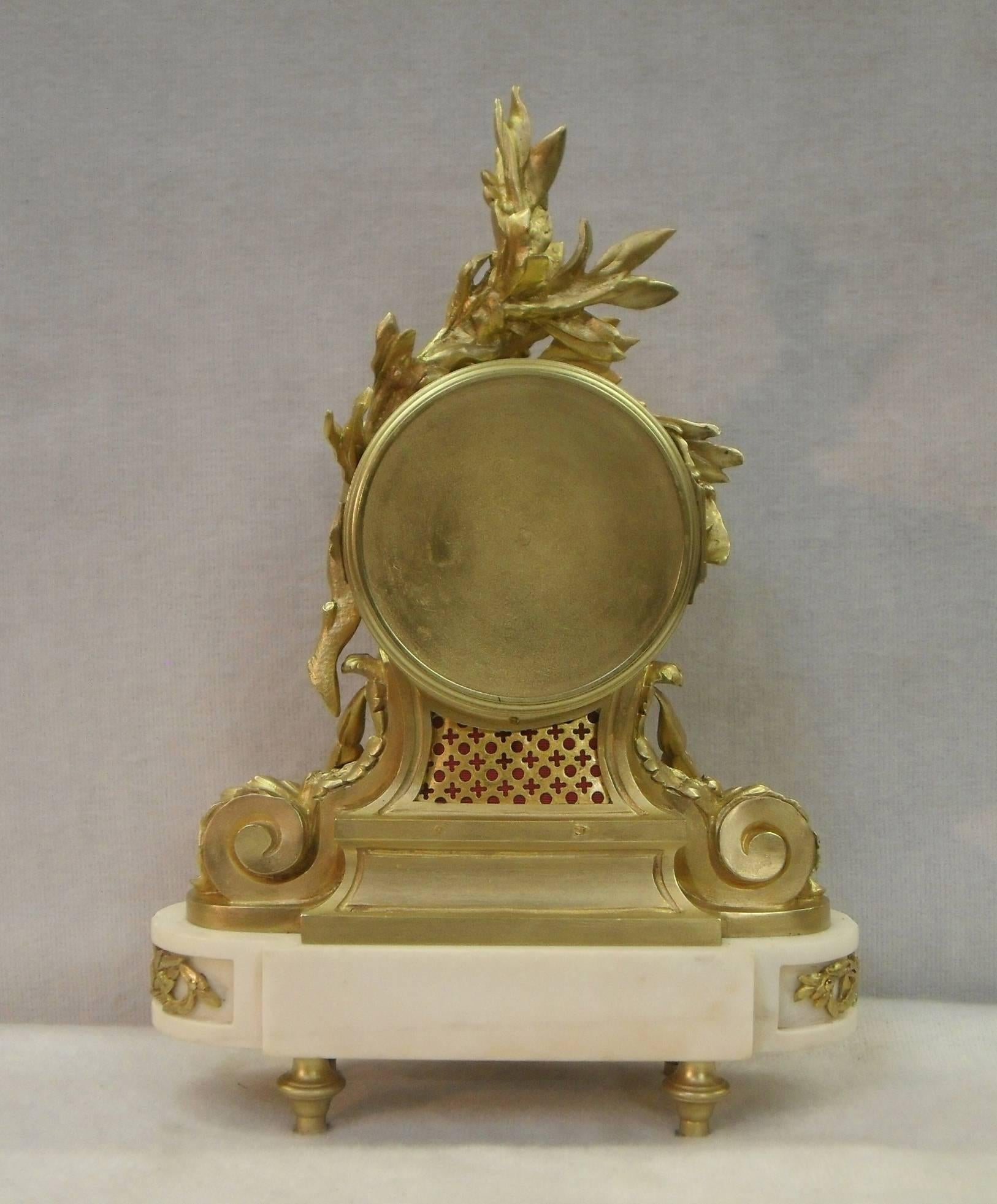 French 19th Century Louis XVI Style Bronze Gilt Mantel Clock 2