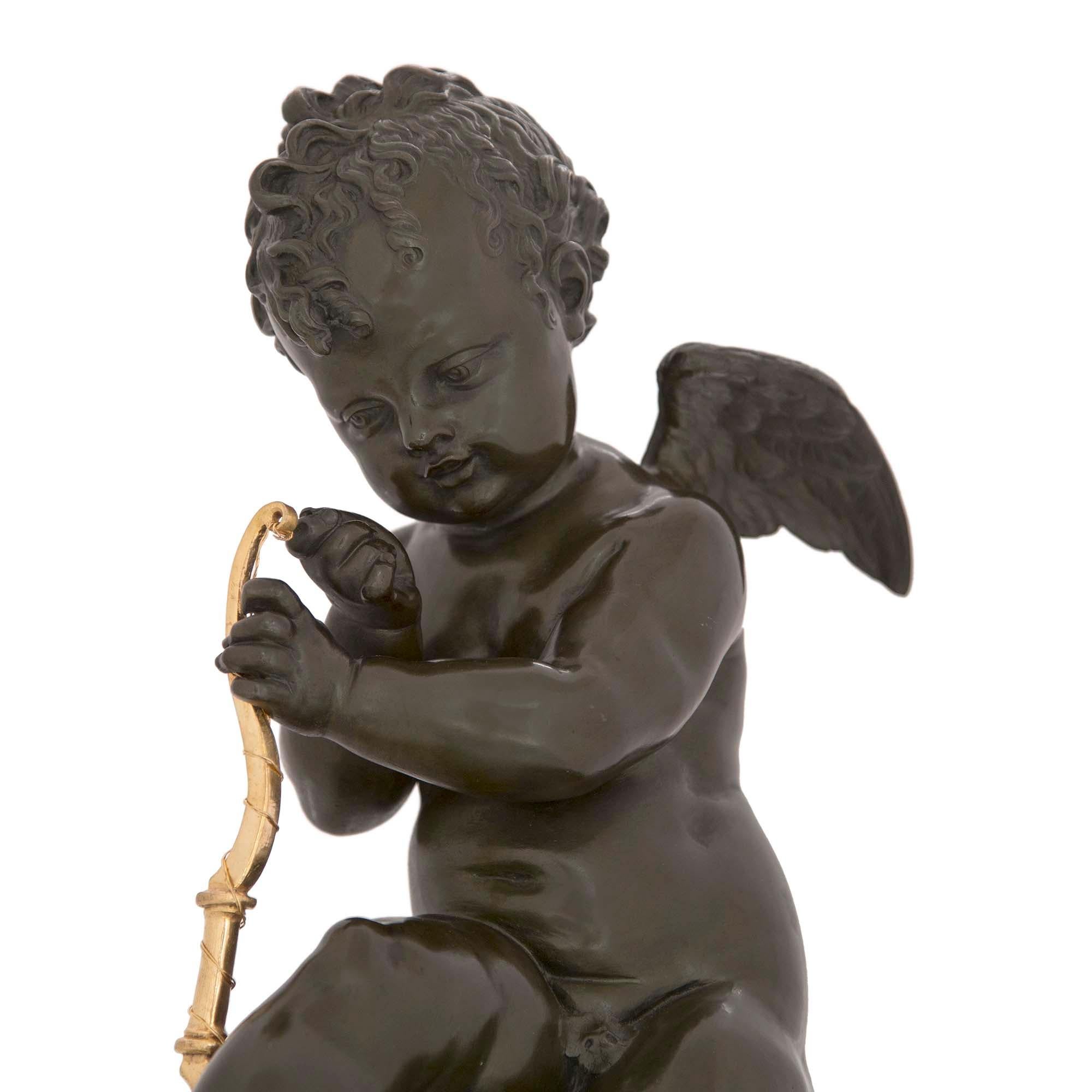 French 19th Century Louis XVI Style Bronze, Ormolu and Marble Statue For Sale 1