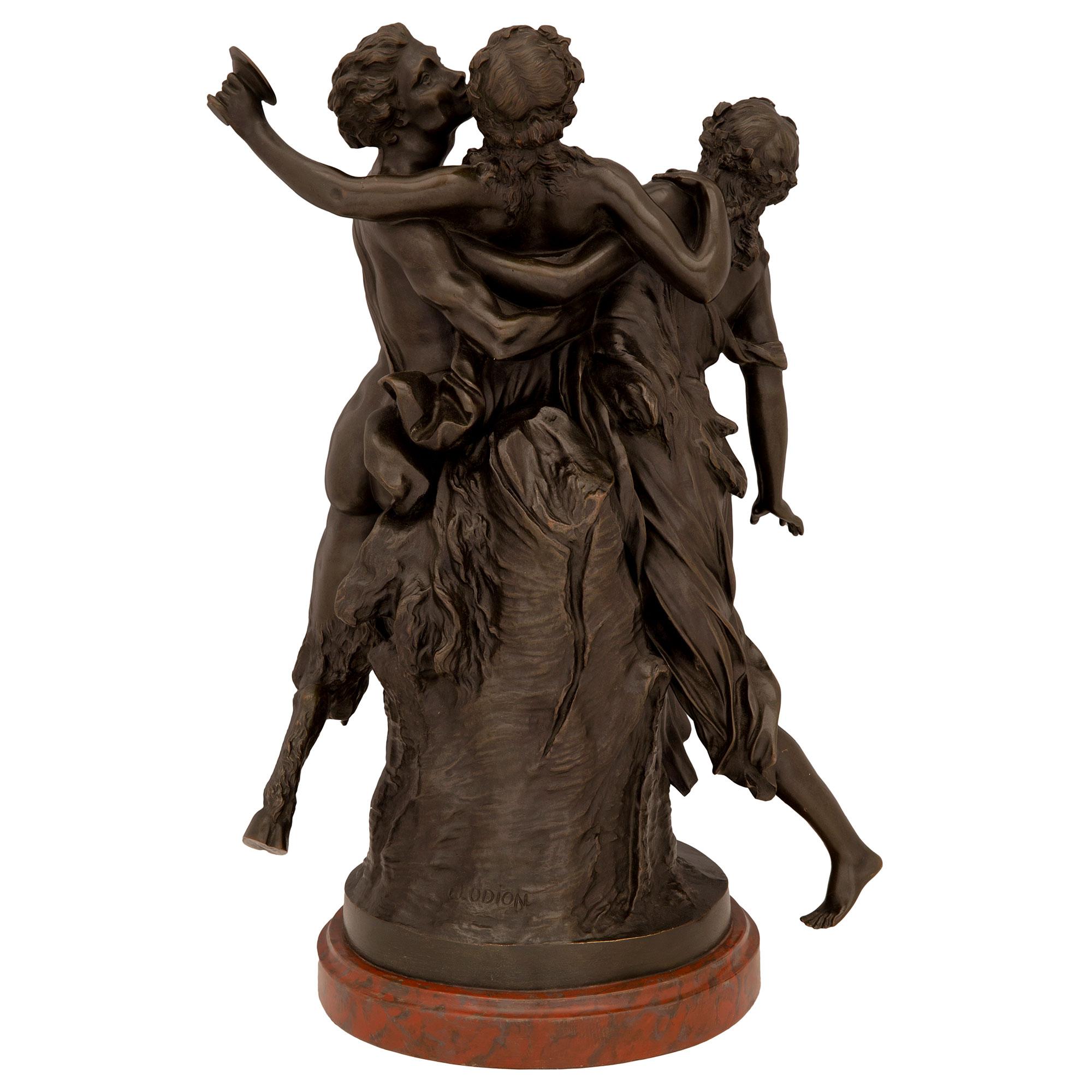 Patinated French 19th Century Louis XVI Style Bronze Statue, After a Model by Clodion For Sale