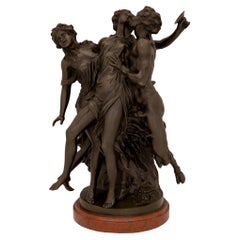 Statua di bronzo francese del XIX secolo in stile Luigi XVI, su modello di Clodion