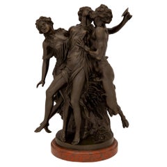 Französische Bronzestatue im Louis-XVI.-Stil des 19. Jahrhunderts, nach einem Modell von Clodion