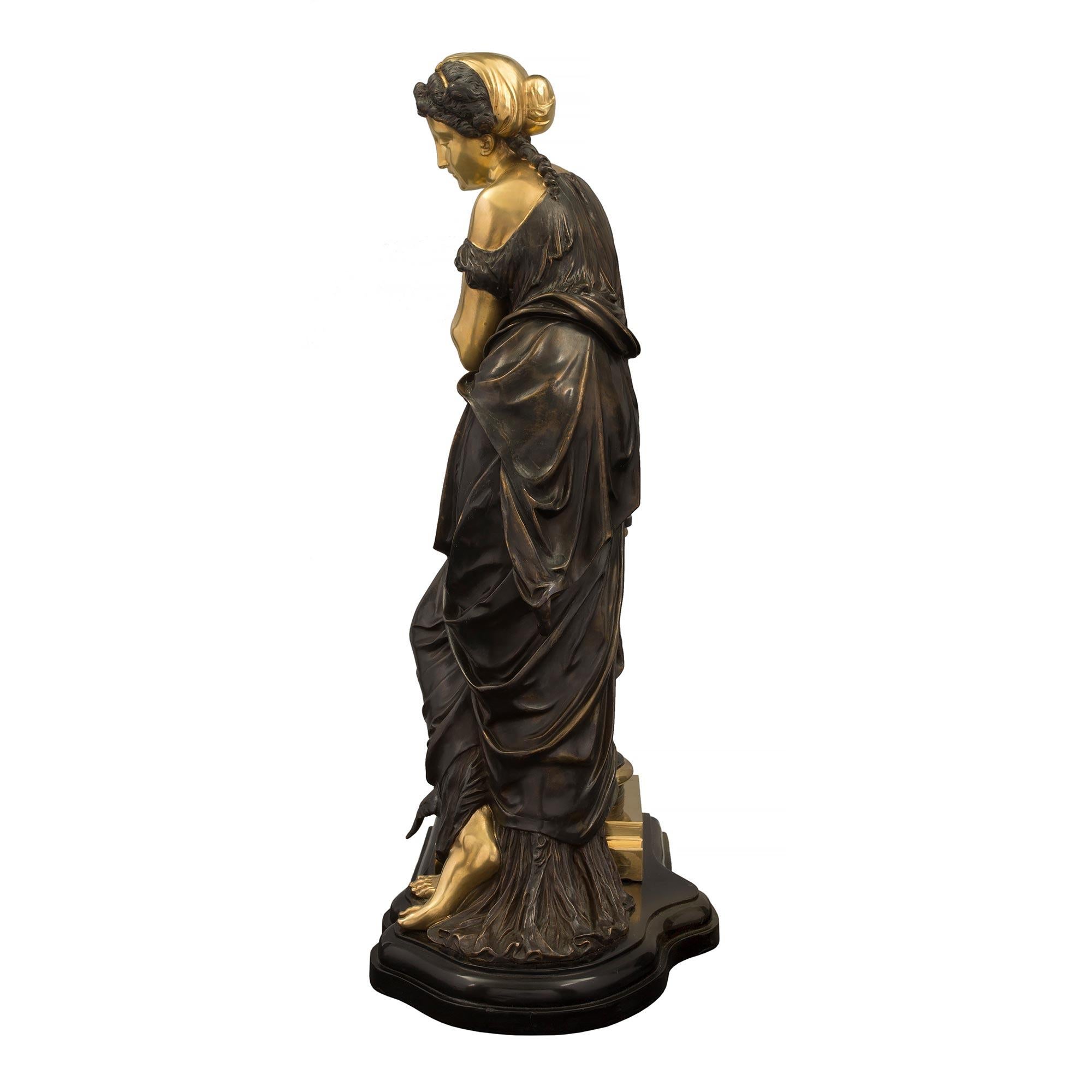 French 19th Century Louis XVI Style Bronze Statue of a Maiden In Good Condition For Sale In West Palm Beach, FL