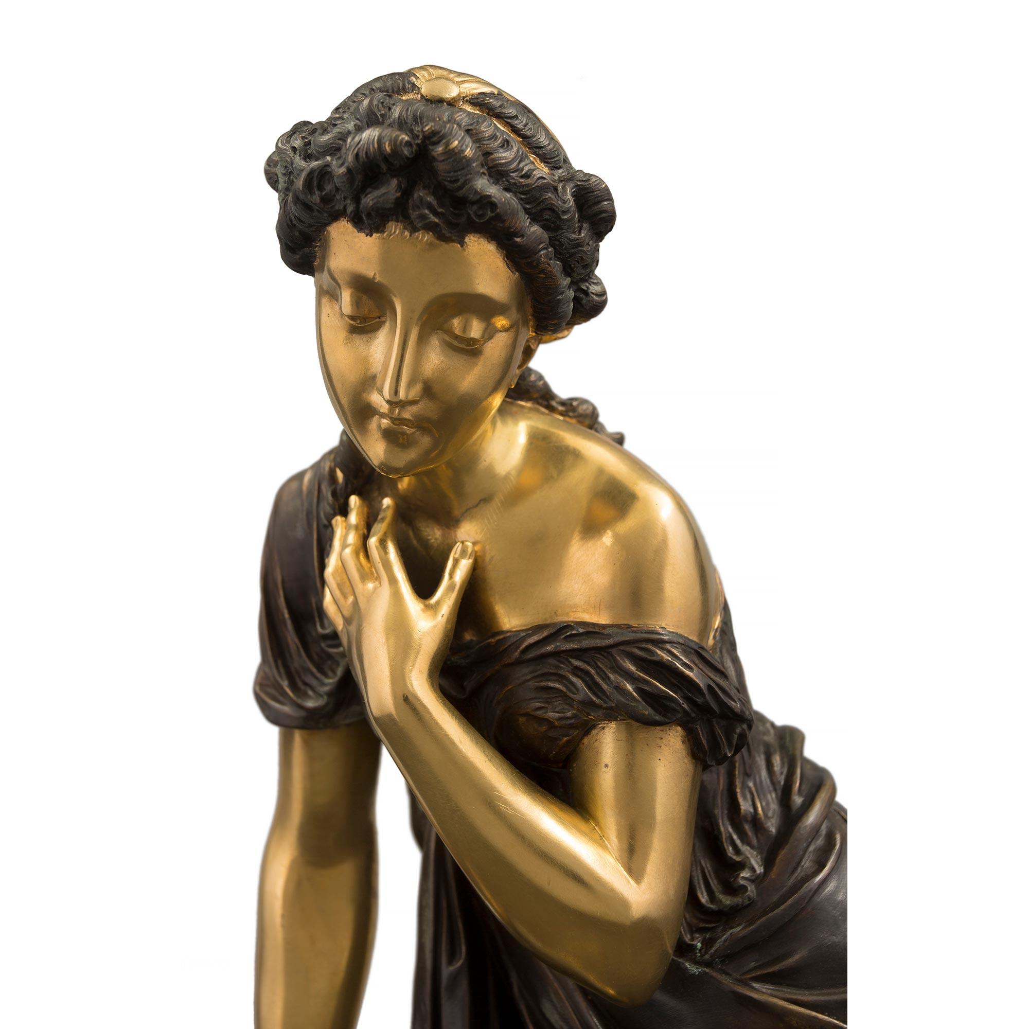 French 19th Century Louis XVI Style Bronze Statue of a Maiden For Sale 1