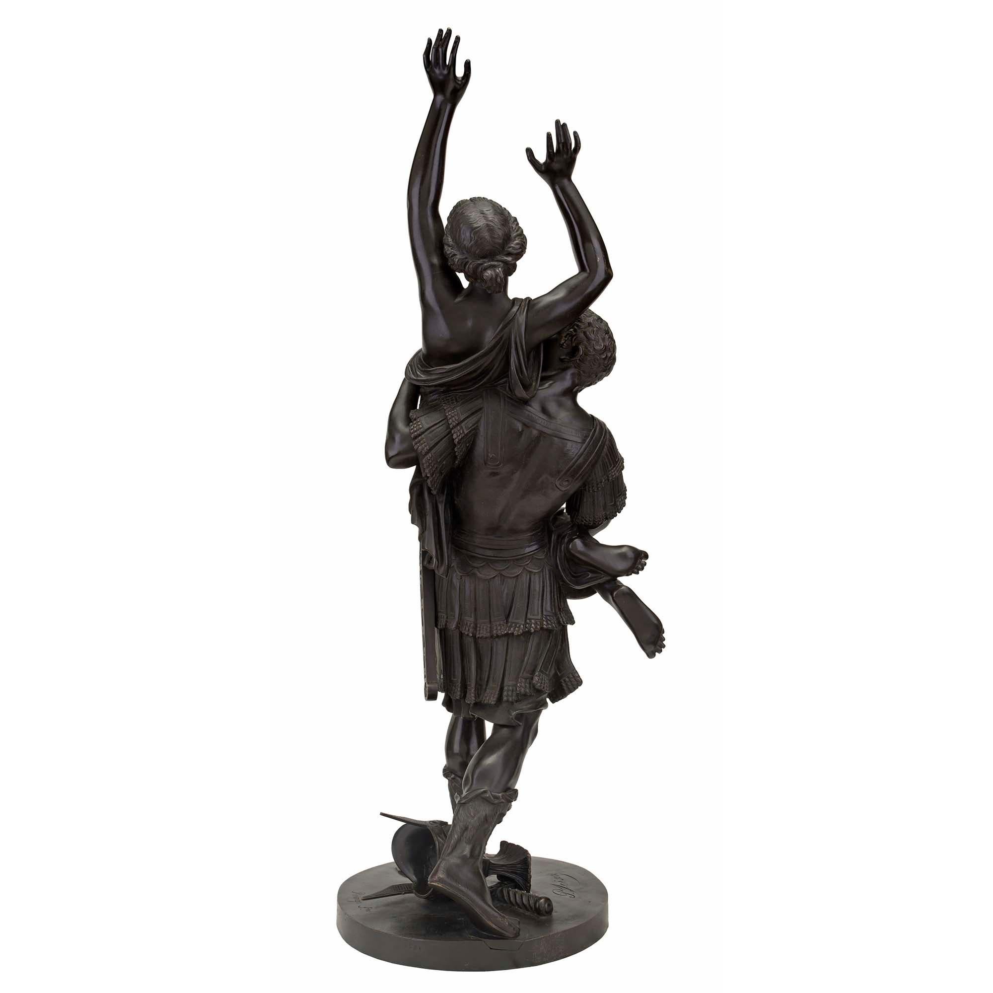 Patinated French 19th Century Louis XVI Style Bronze Statue of L'Enlevement des Sabines For Sale