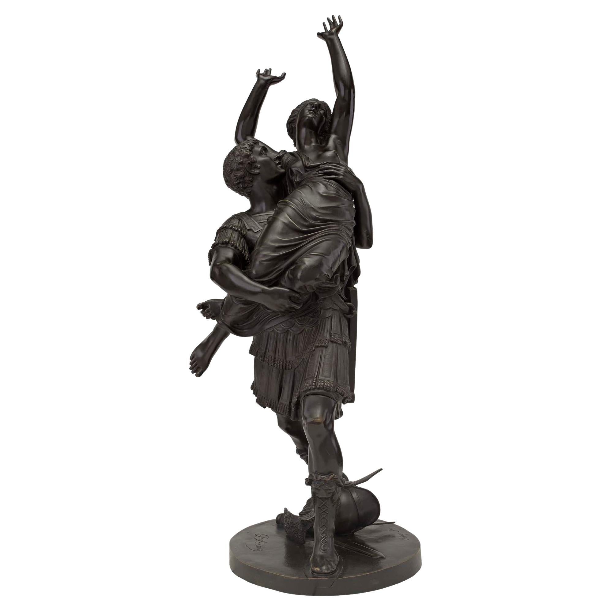 Statue française de l'Enlevement des Sabines en bronze de style Louis XVI du XIXe siècle