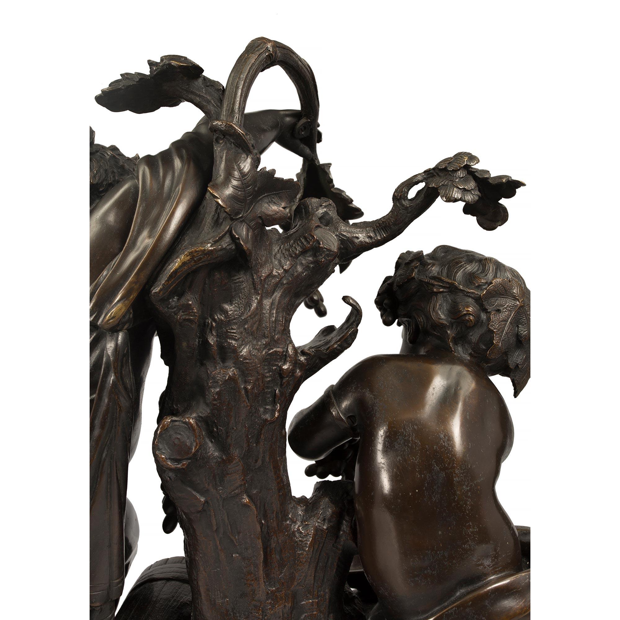 French 19th Century Louis XVI Style Bronze Statue of Two Cherubs, Signed Clodion For Sale 5