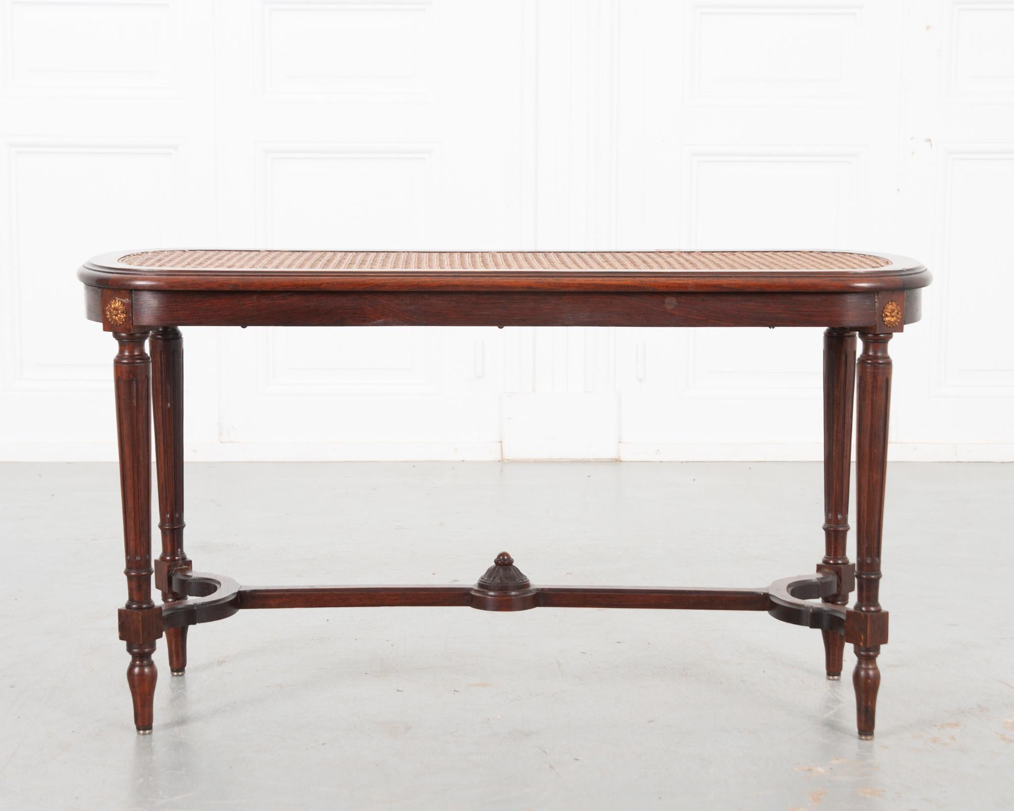 Carved French 19th Century Louis XVI Style Cane Bench