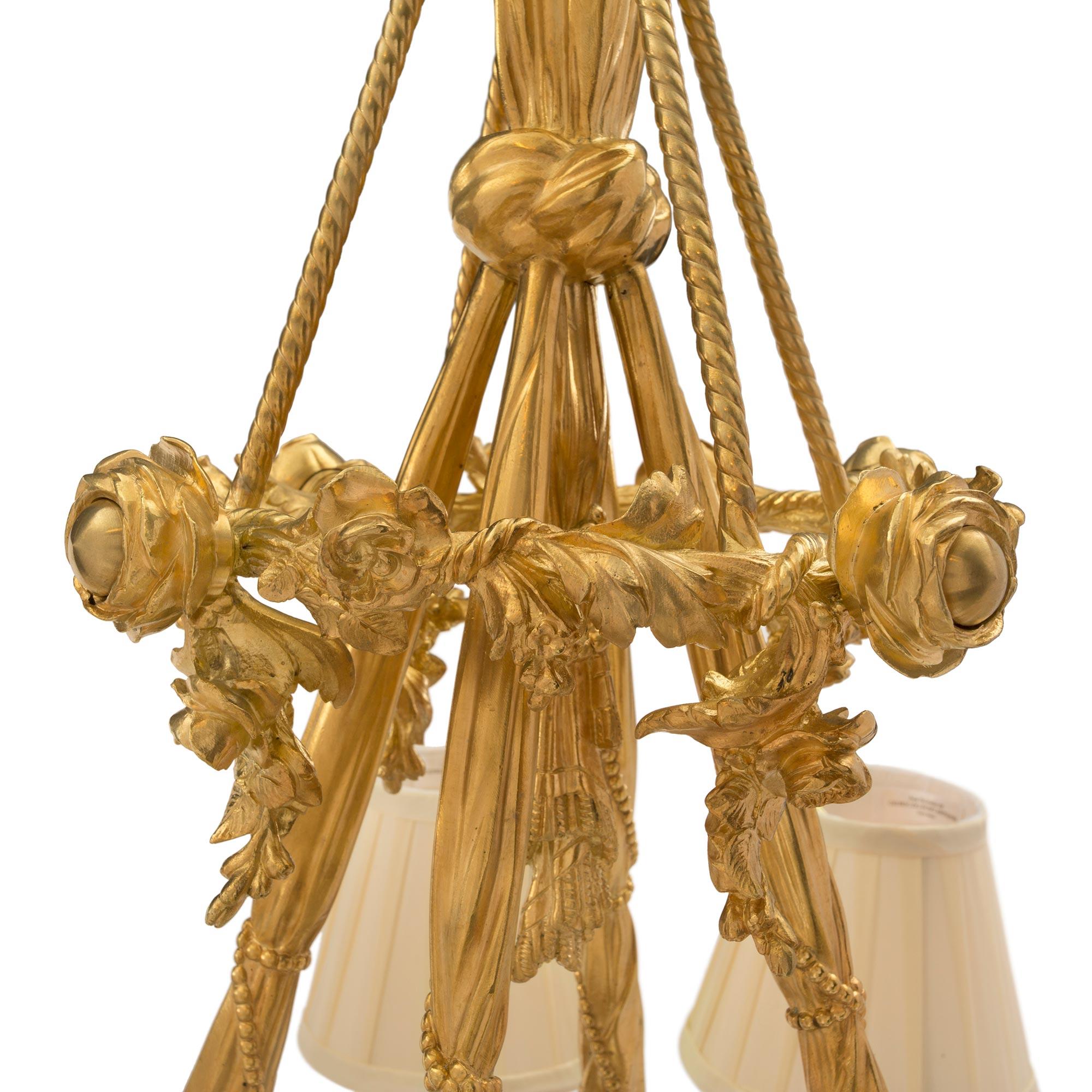 French 19th Century Louis XVI Style Chandelier in the Manner of Henry Dasson In Good Condition For Sale In West Palm Beach, FL