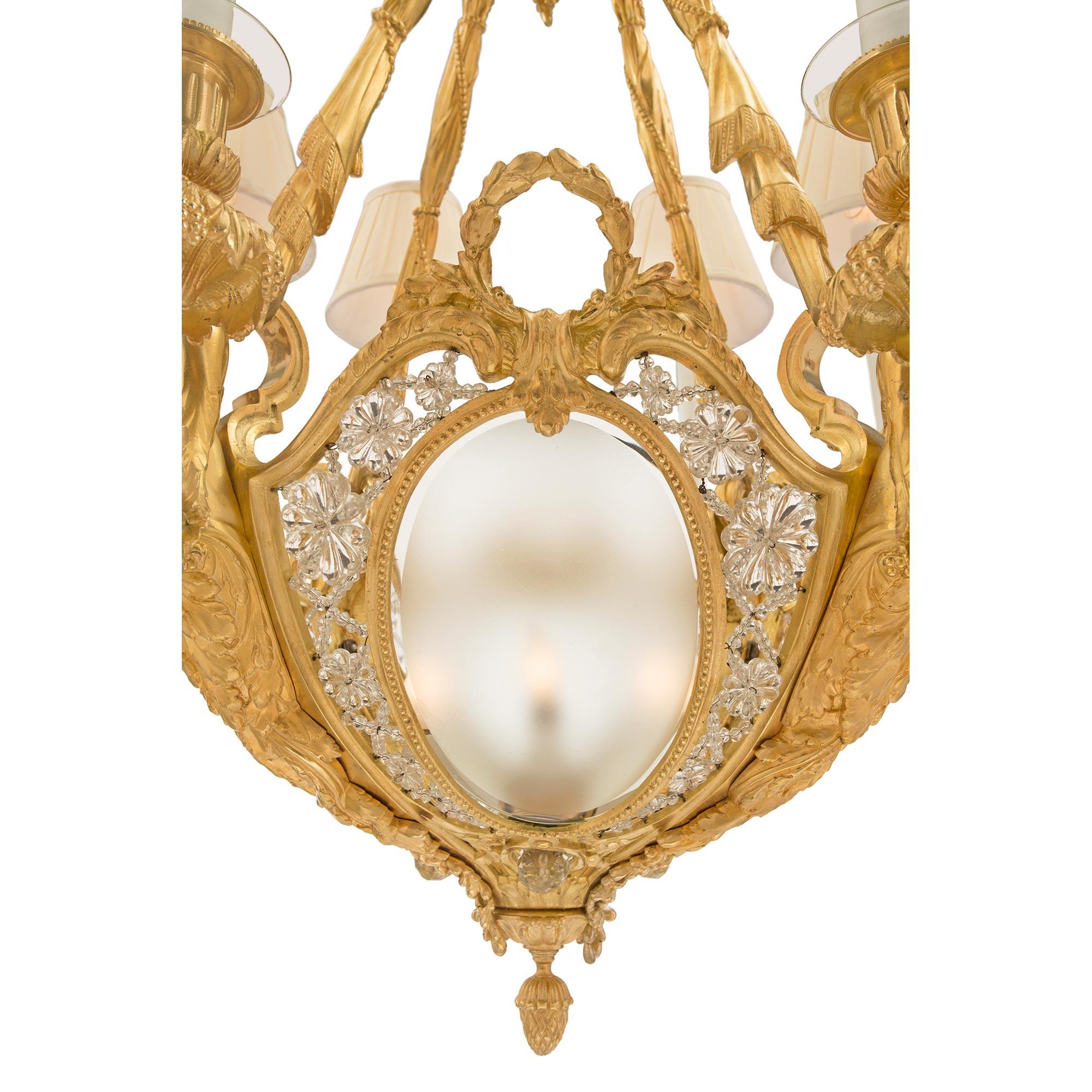 Glass French 19th Century Louis XVI Style Chandelier in the Manner of Henry Dasson For Sale