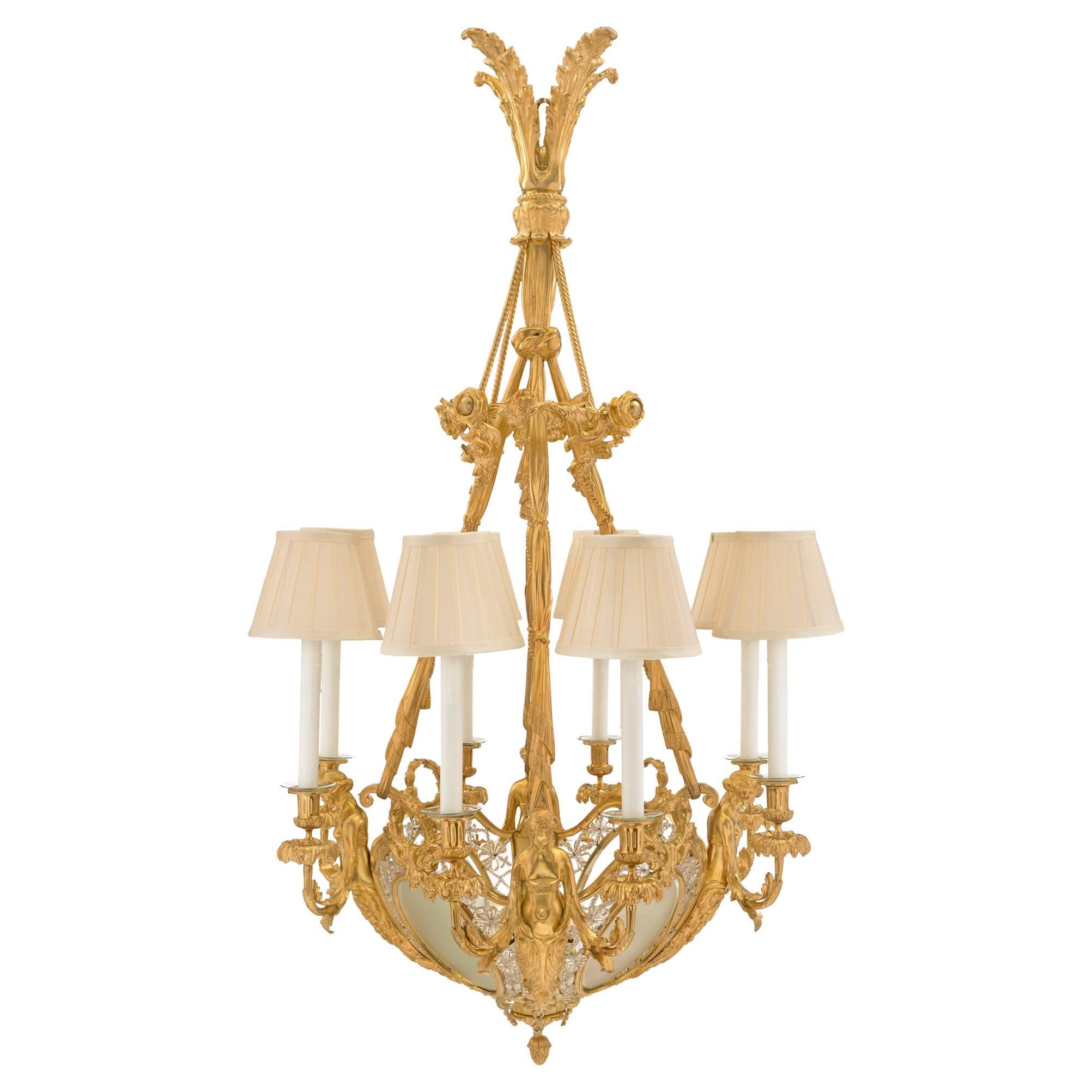 French 19th Century Louis XVI Style Chandelier in the Manner of Henry Dasson For Sale