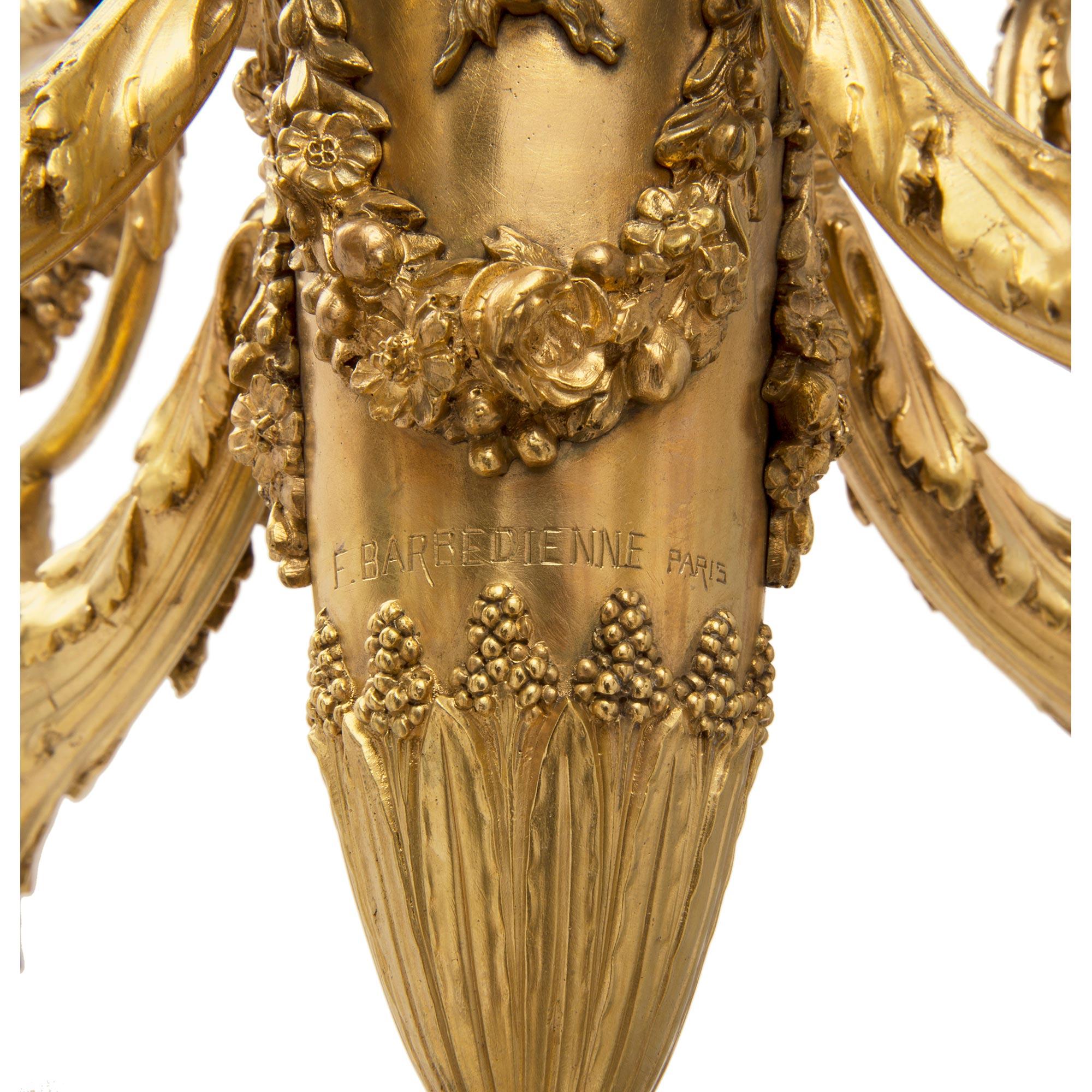 Lámpara de araña francesa del siglo XIX, estilo Luis XVI, firmada F. Barbedienne, París en venta 5