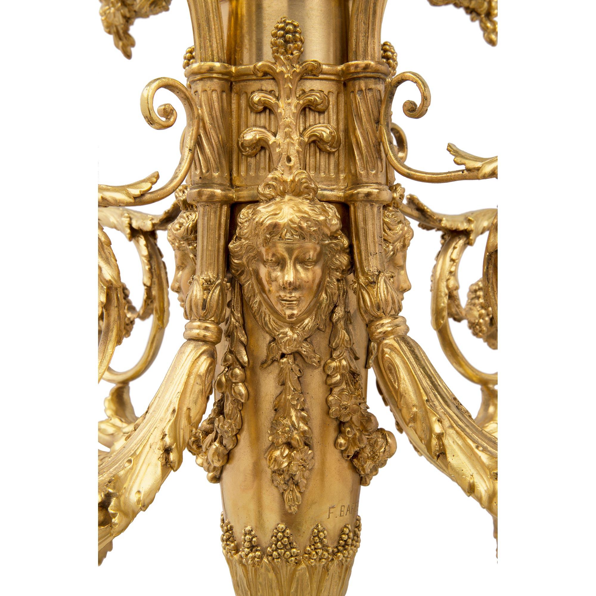 French 19th Century Louis XVI Style Chandelier, Signed F. Barbedienne, Paris For Sale 7