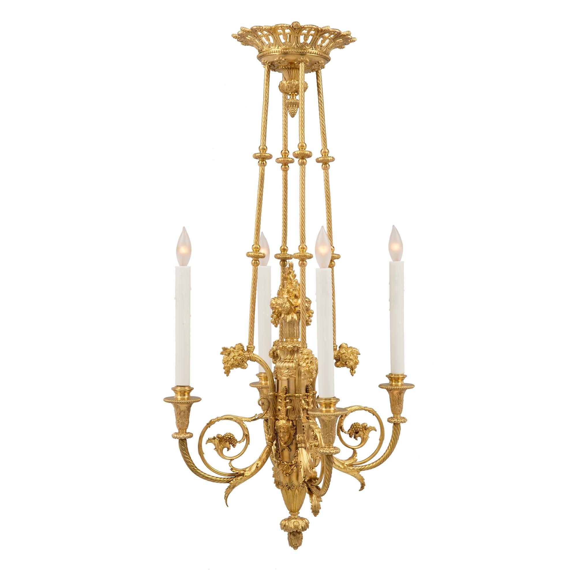 French 19th Century Louis XVI Style Chandelier, Signed F. Barbedienne, Paris In Good Condition For Sale In West Palm Beach, FL